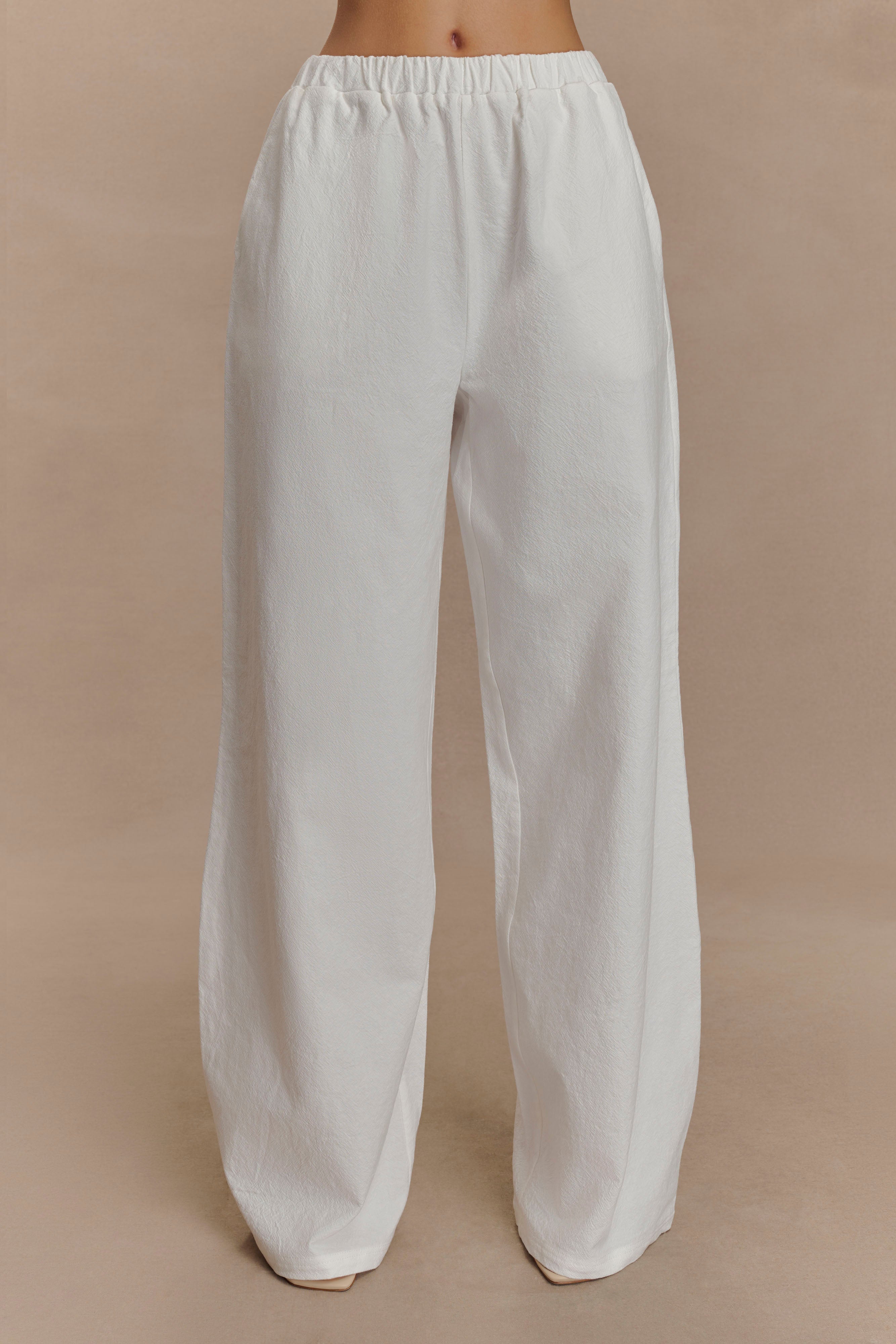 Janayia Cotton Wide Leg Pants - White | MESHKI UK