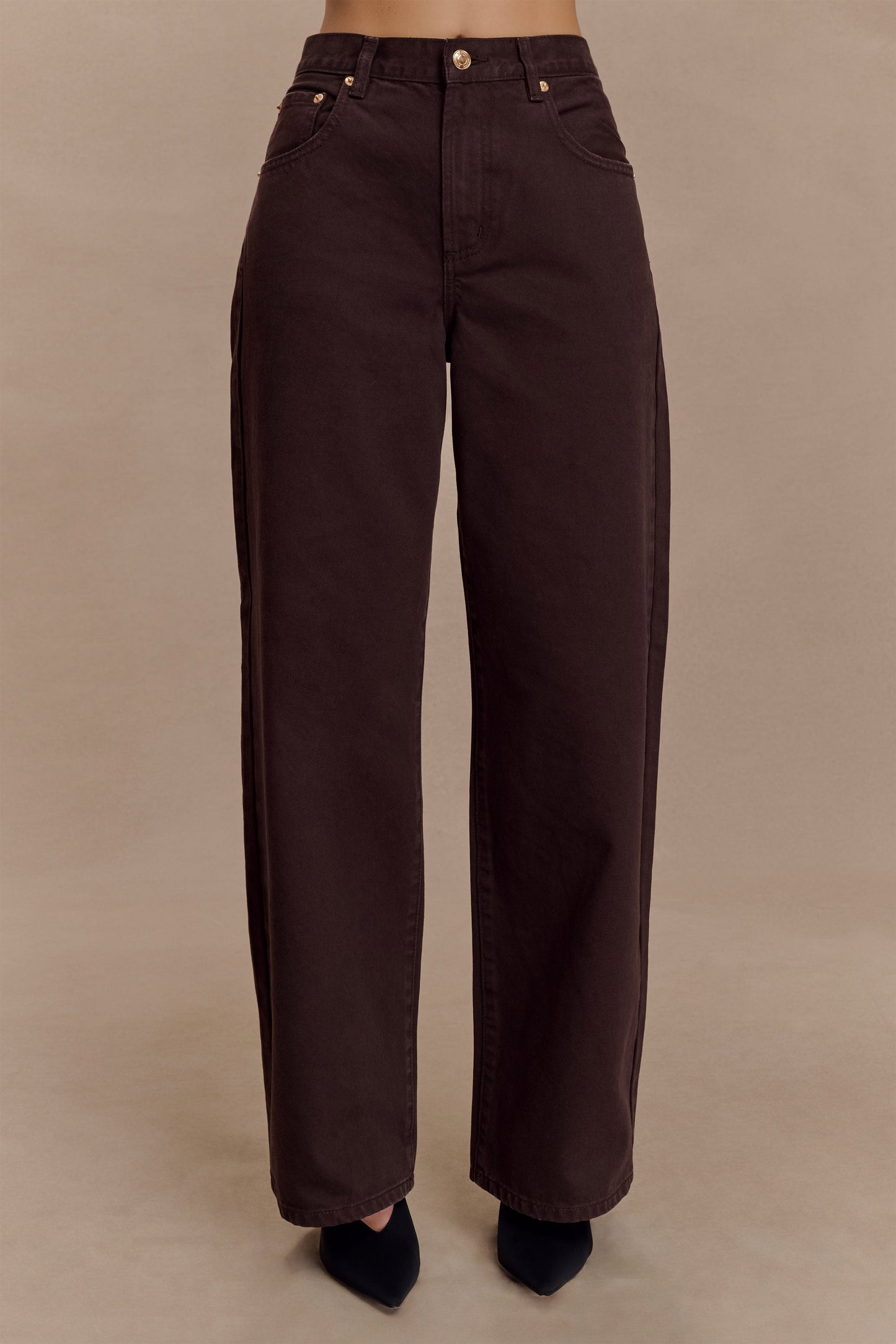 Mannon Mid Rise Denim Jeans - Chocolate