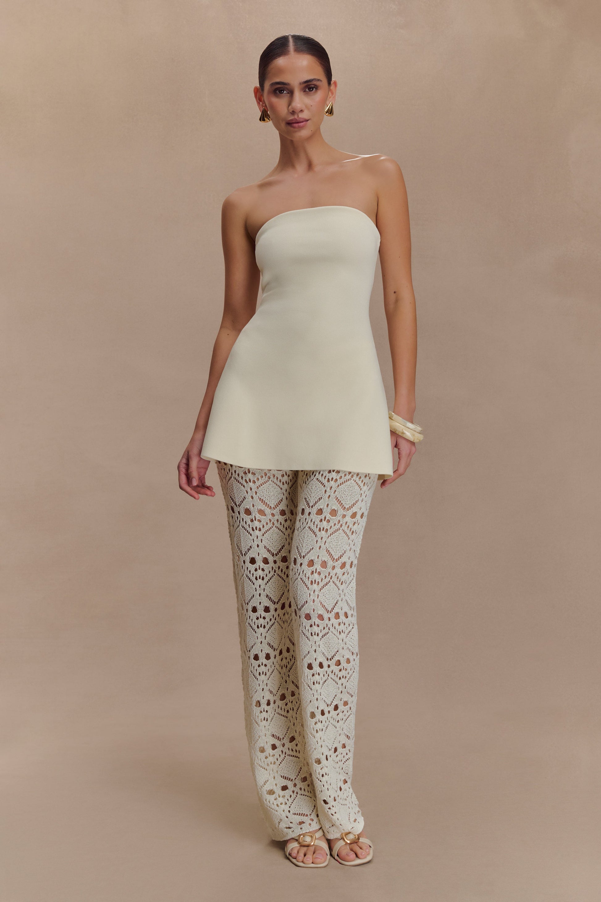 Trena Crochet Knit Pants - Ivory #6