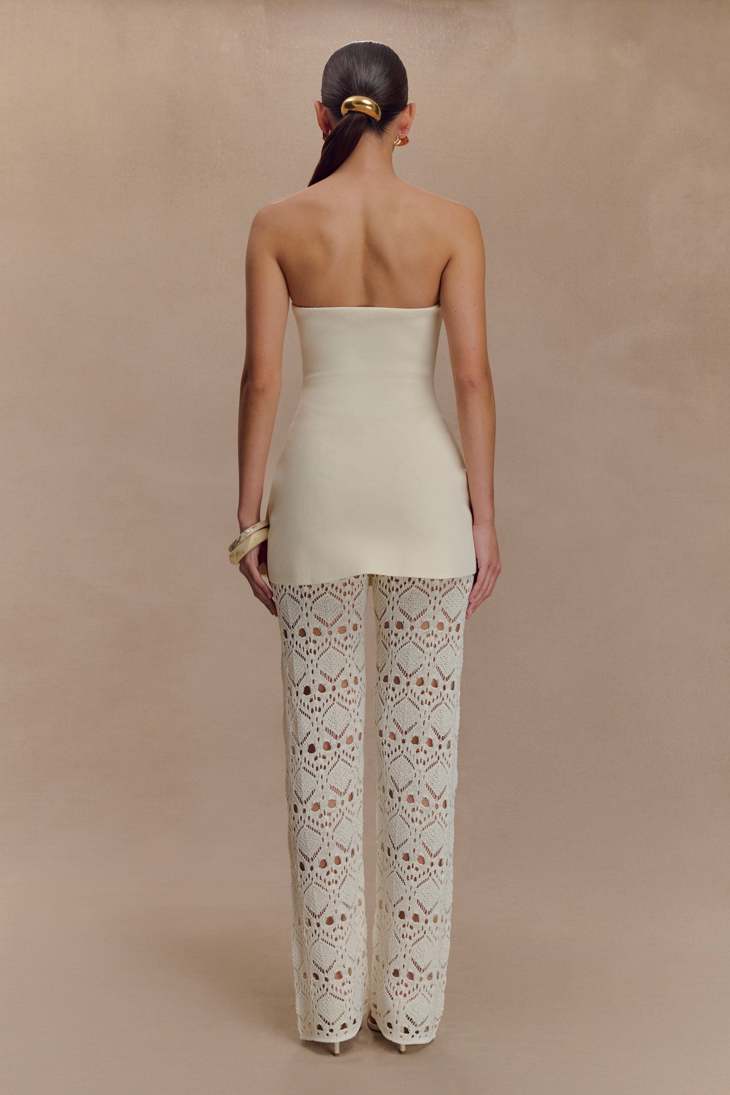 Trena Crochet Knit Pants - Ivory