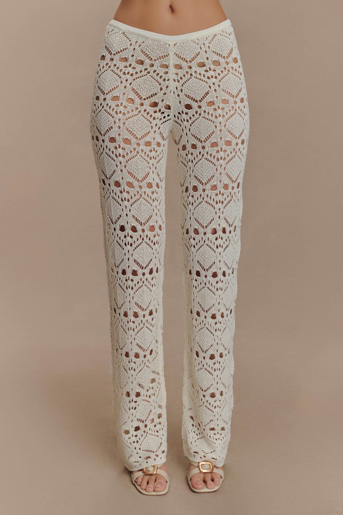 Trena Crochet Knit Pants - Ivory #3