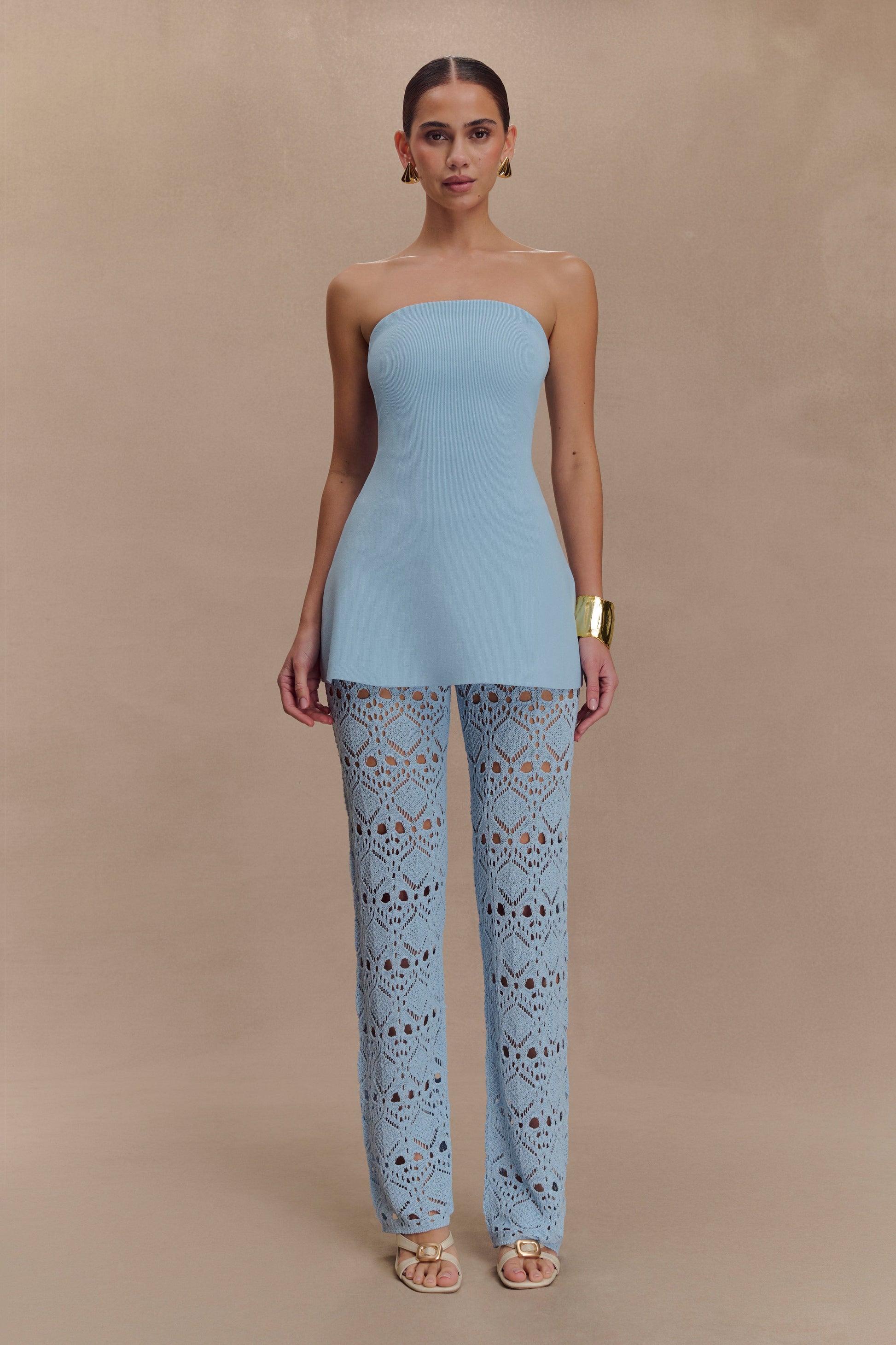 Trena Crochet Knit Pants - Sky Blue #6