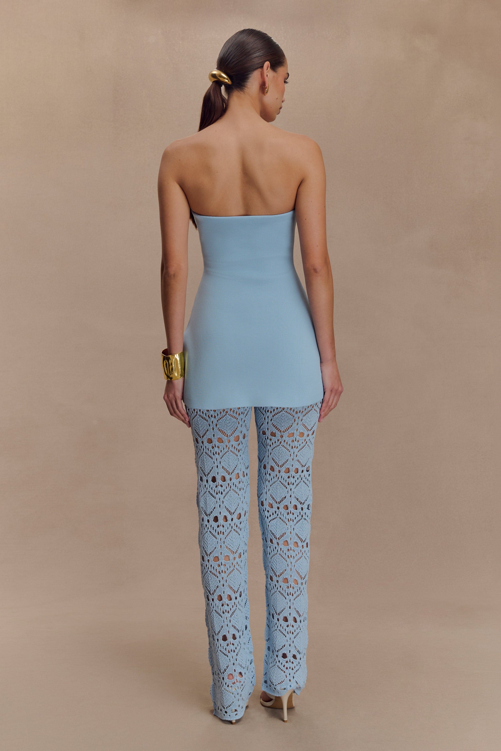 Anette Bandage Knit Strapless Top - Sky Blue #5