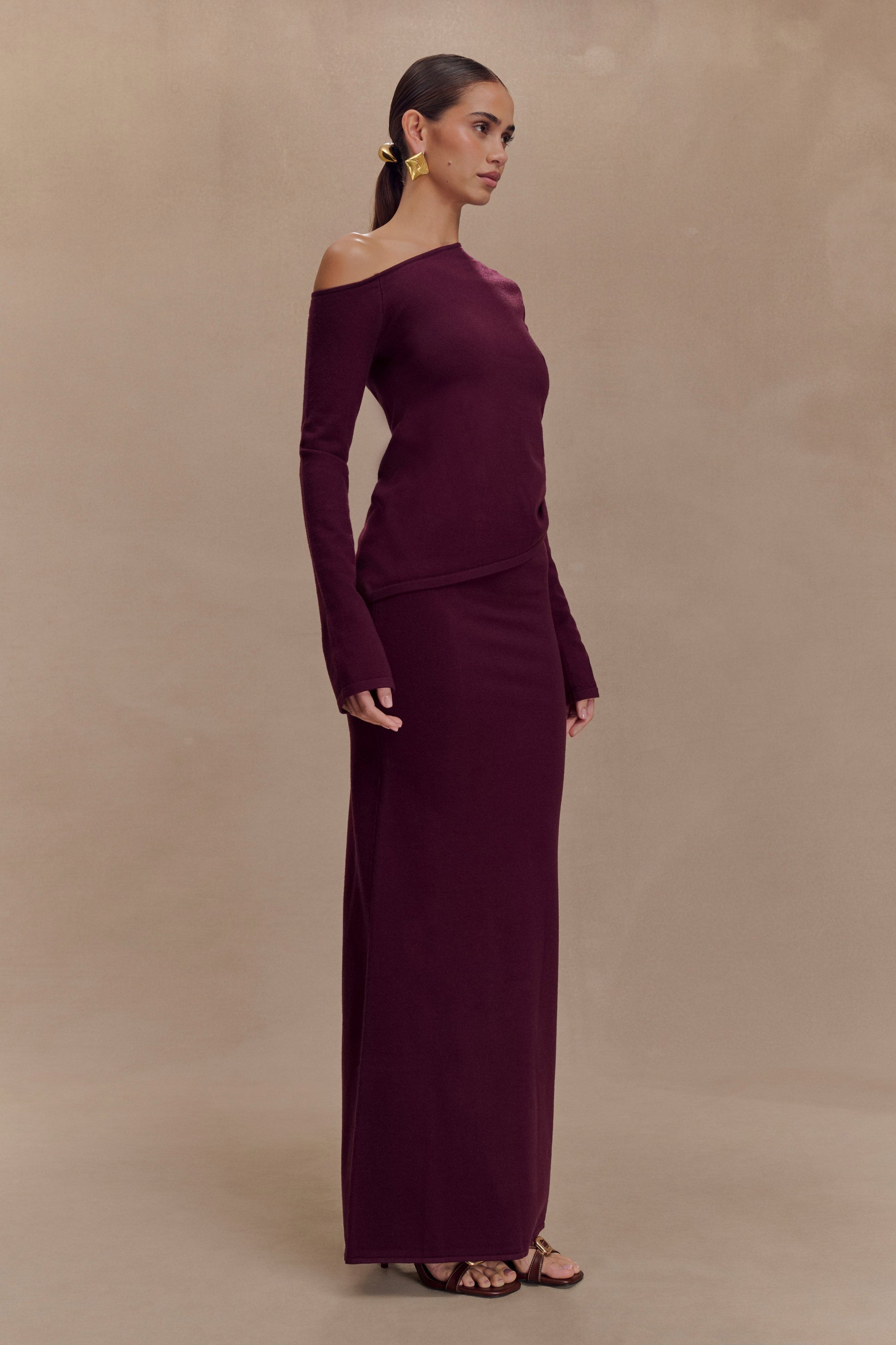 Miles Knit Maxi Skirt - Plum #3