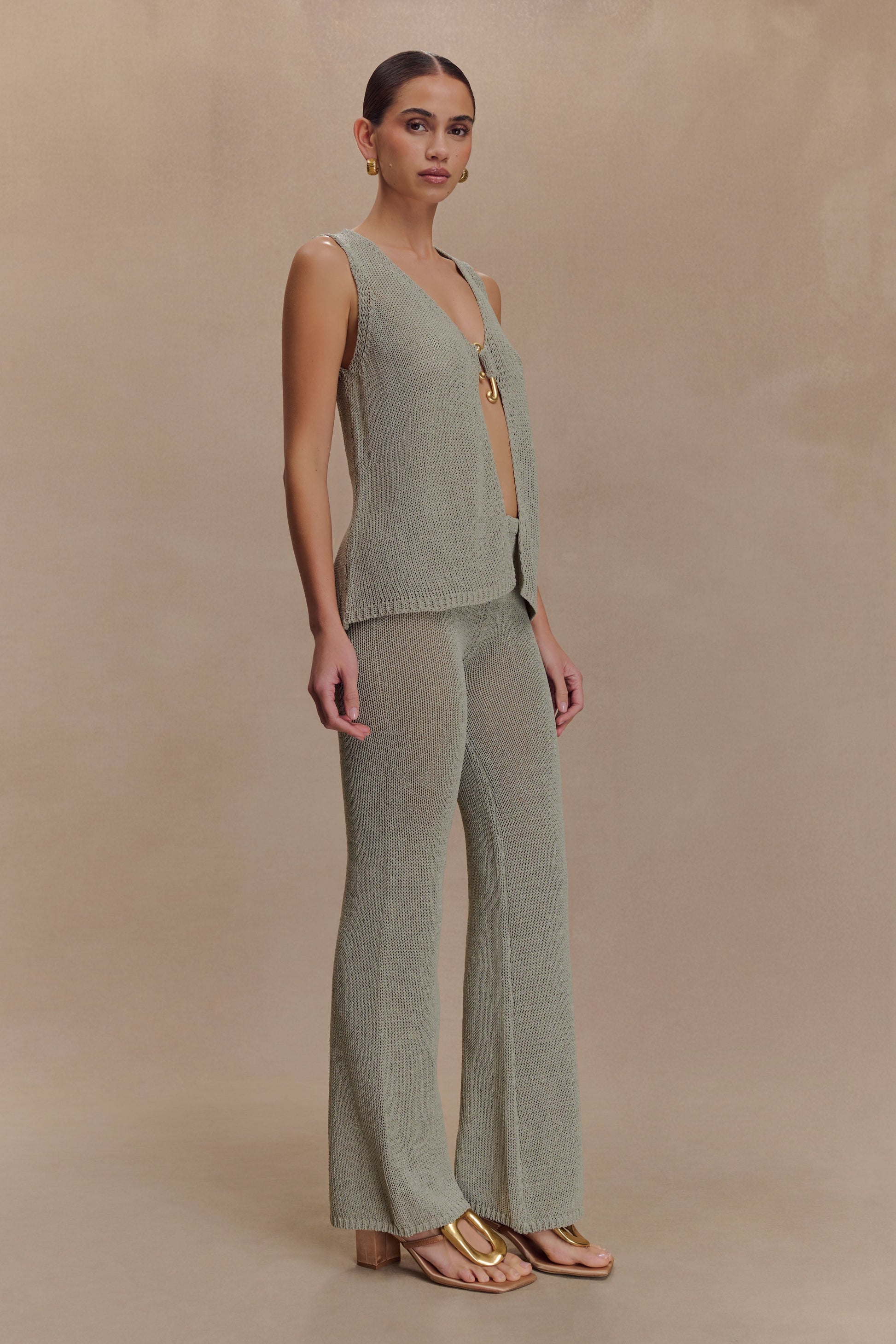 Malani Wide Leg Knit Pants - Sage #4