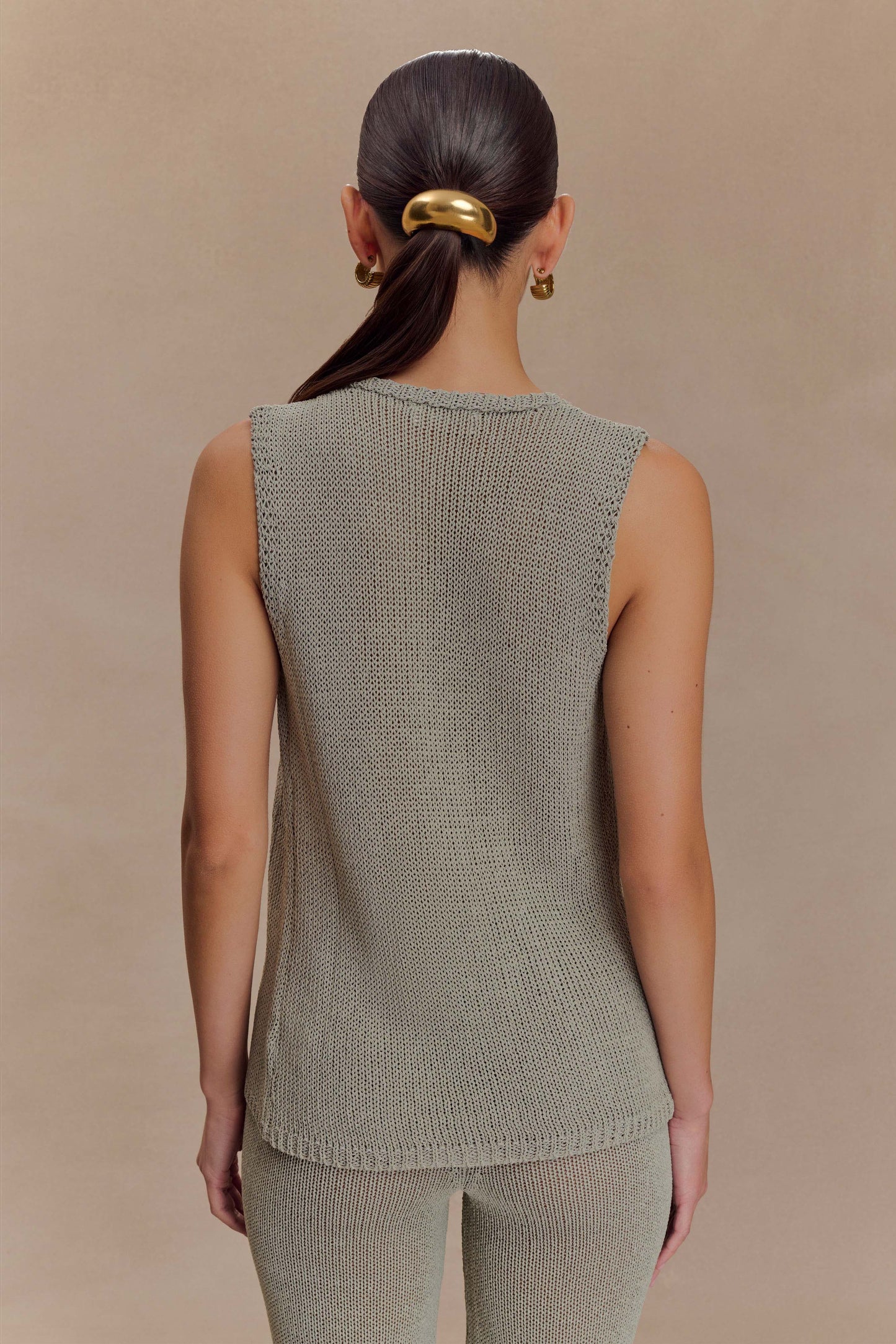 Malani Knit Top With Hardware - Sage