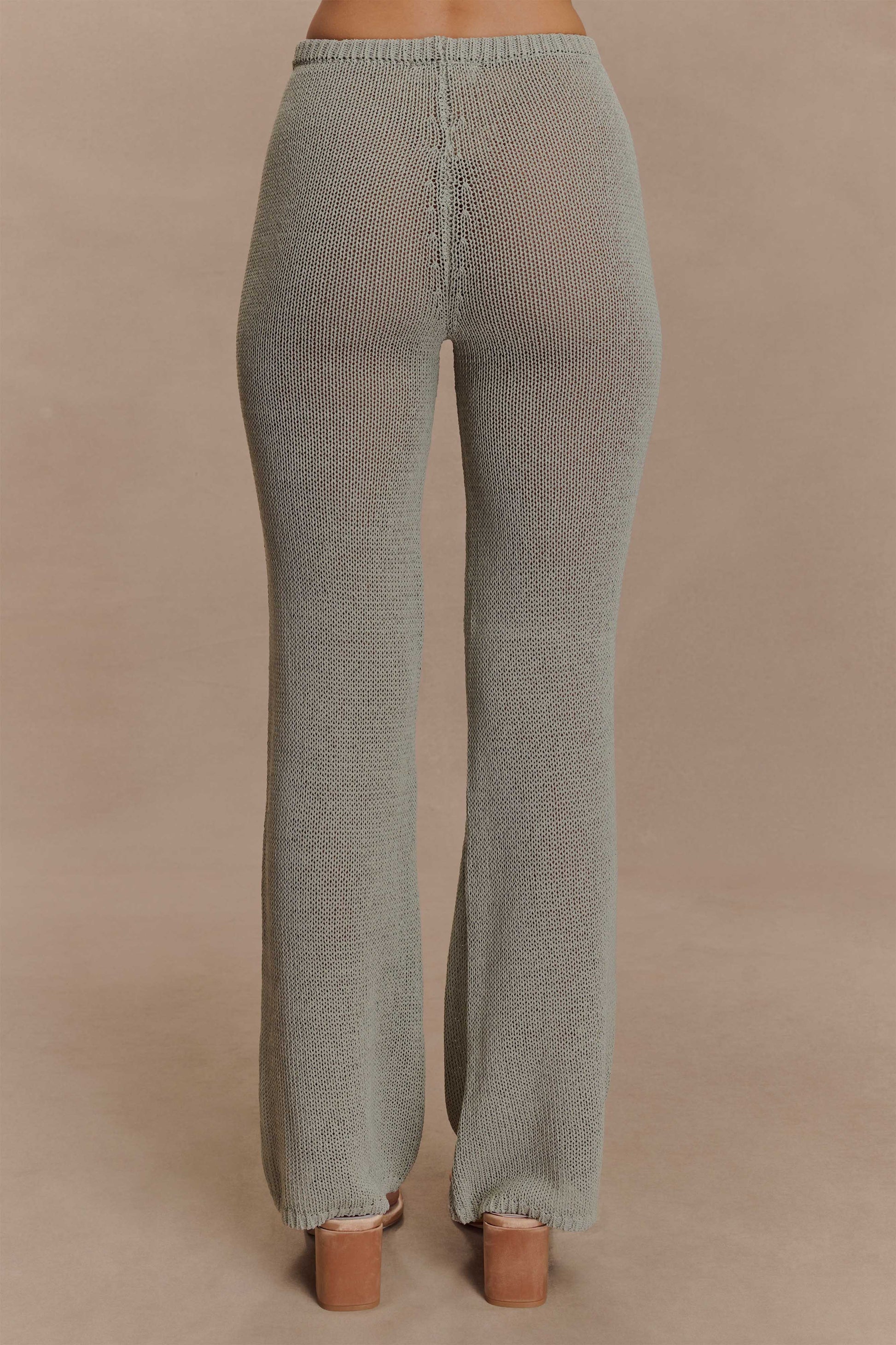 Malani Wide Leg Knit Pants - Sage #2