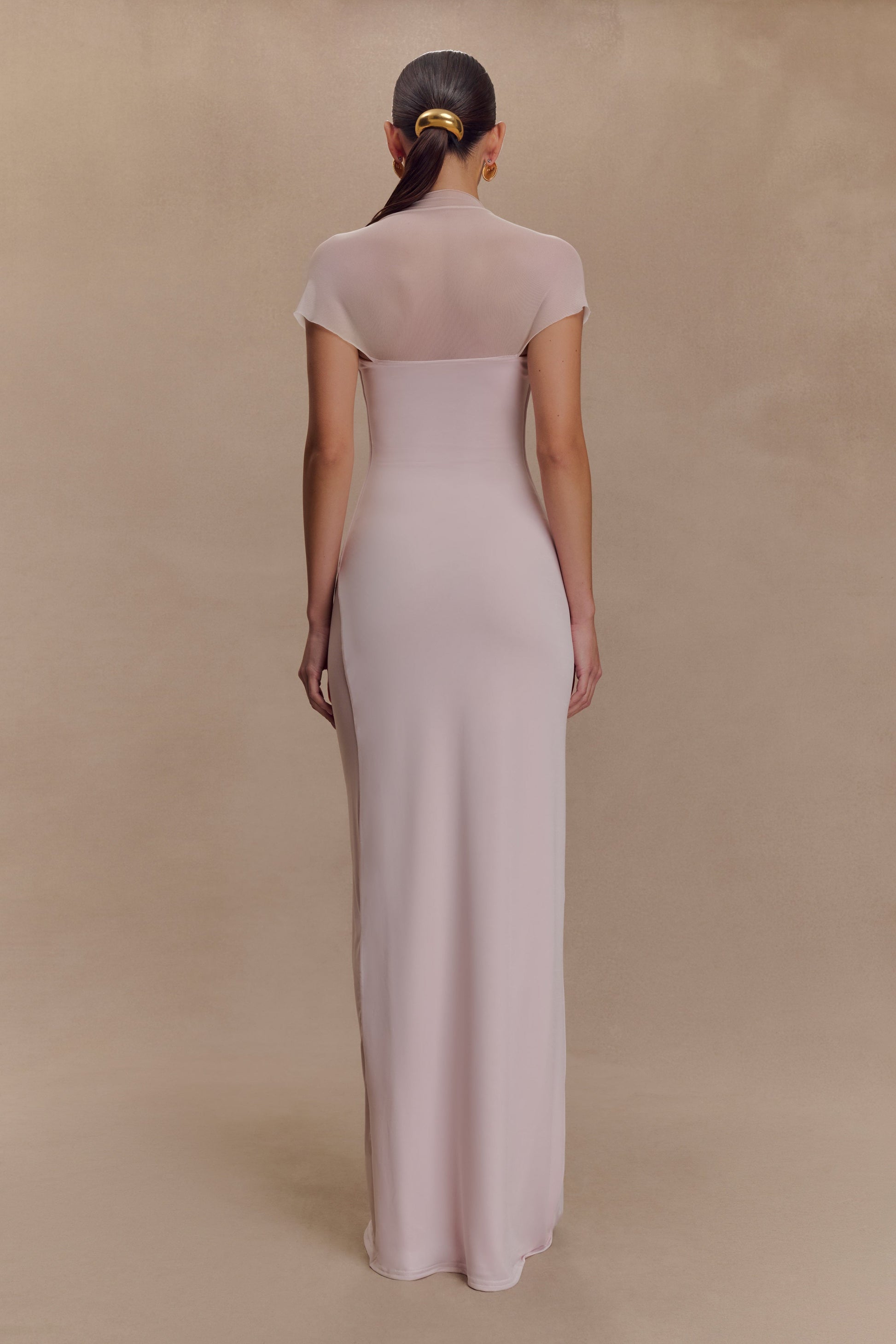 Wyatt Slinky And Mesh Maxi Dress - Pale Pink #2