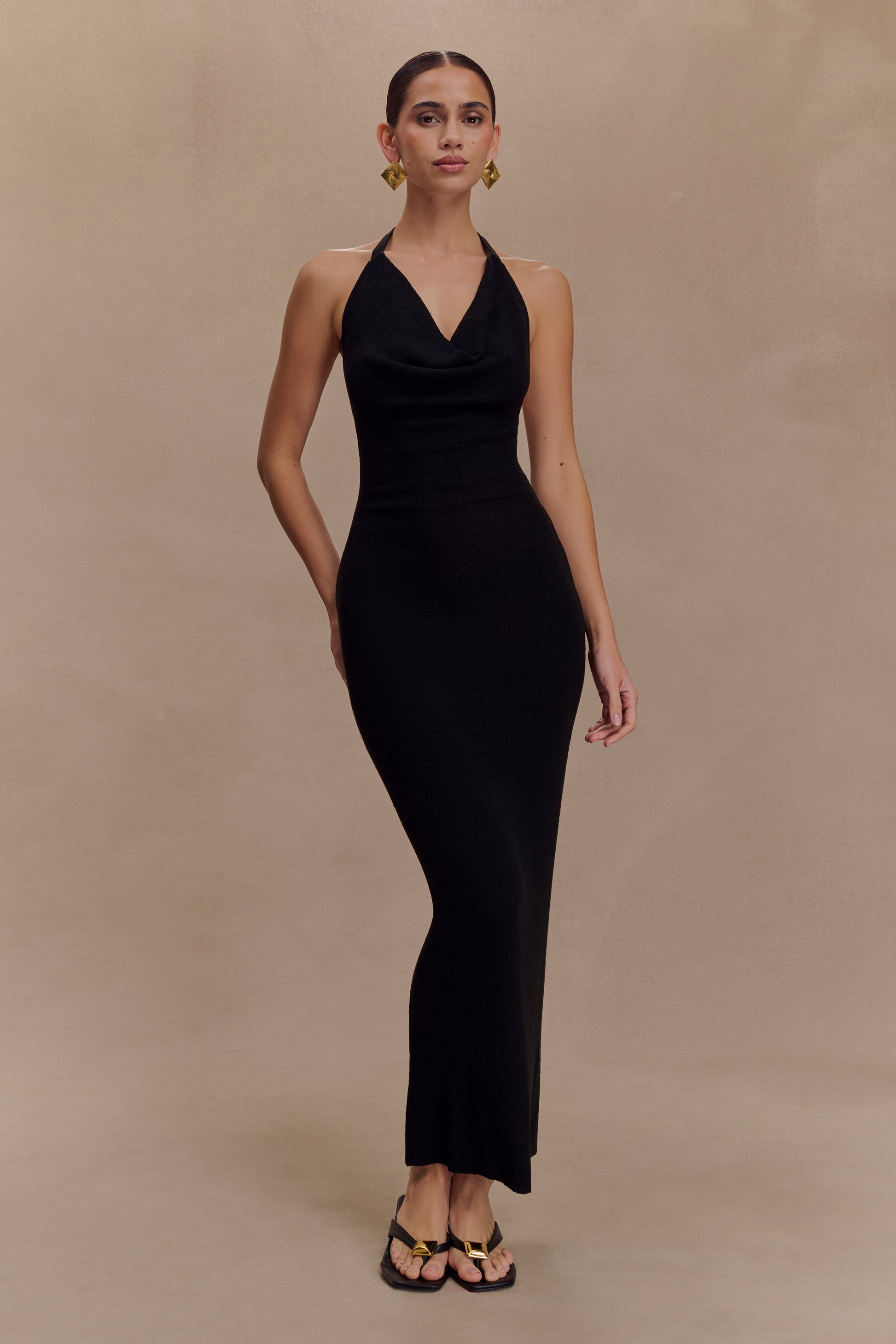 Ayella Cowl Knit Maxi Dress - Black #5