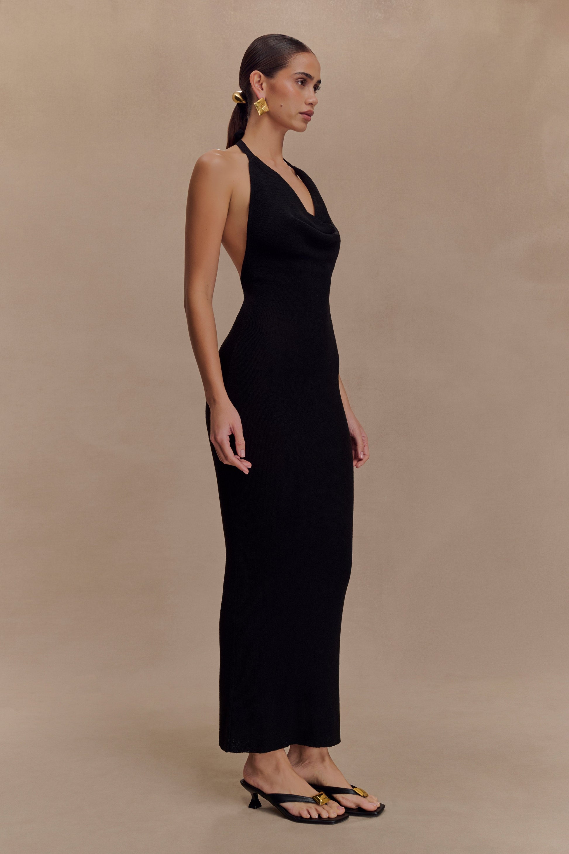 Ayella Cowl Knit Maxi Dress - Black #4