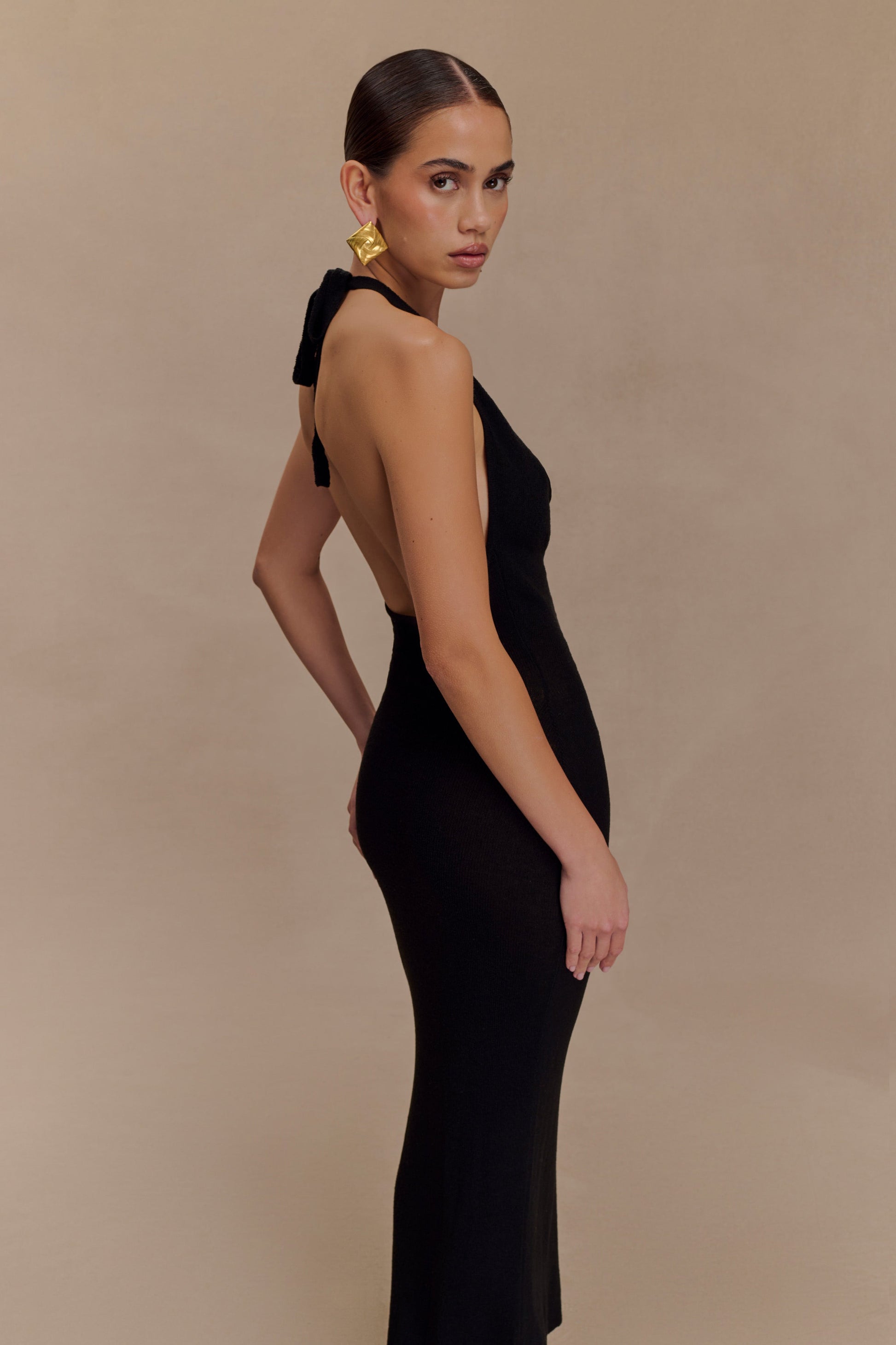 Ayella Cowl Knit Maxi Dress - Black #6