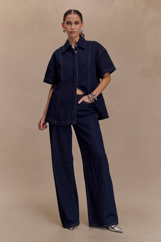 Maya Oversized Denim Shirt - Indigo Blue