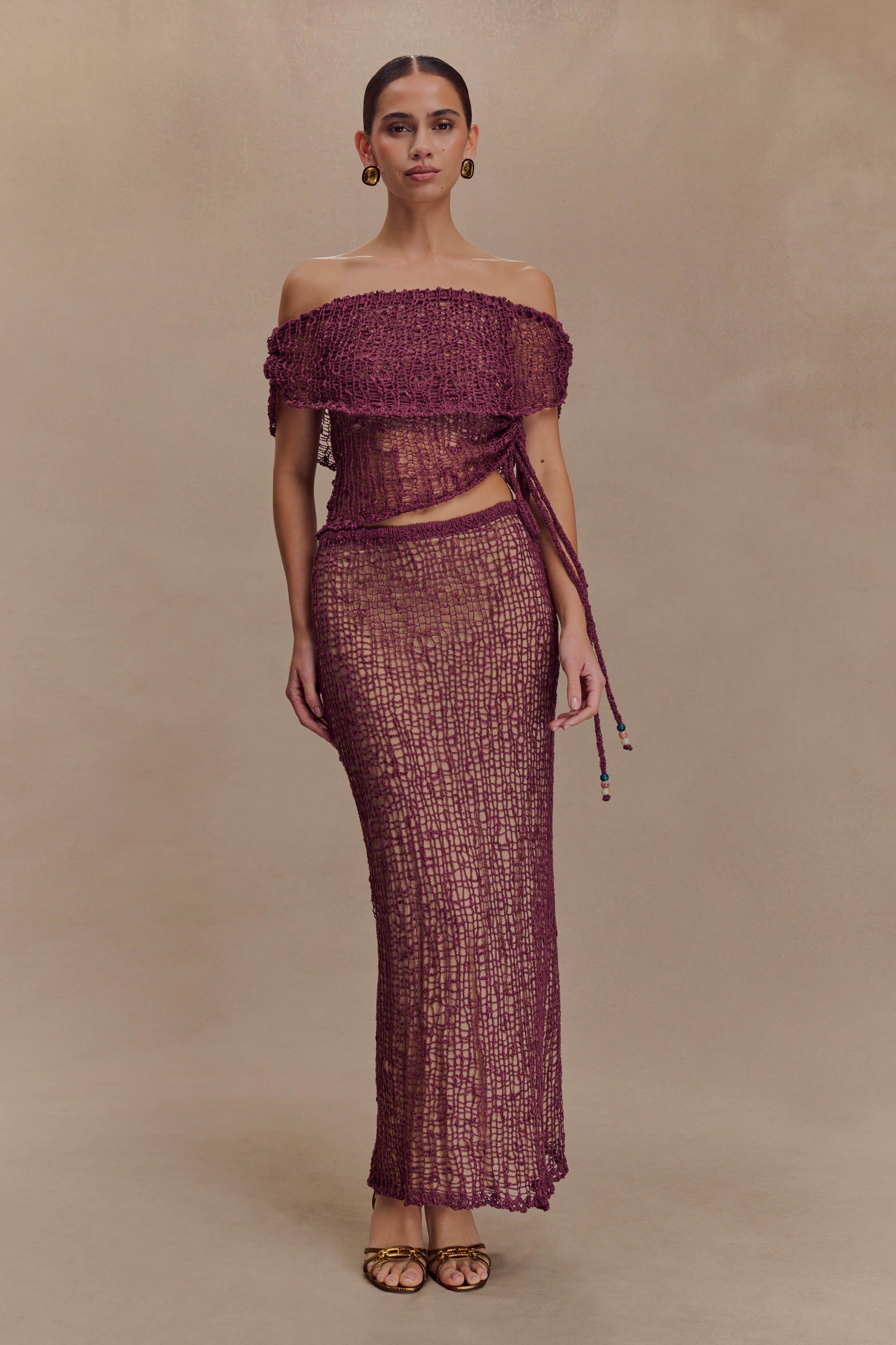 Cordelia Off Shoulder Knit Top - Mauve #6