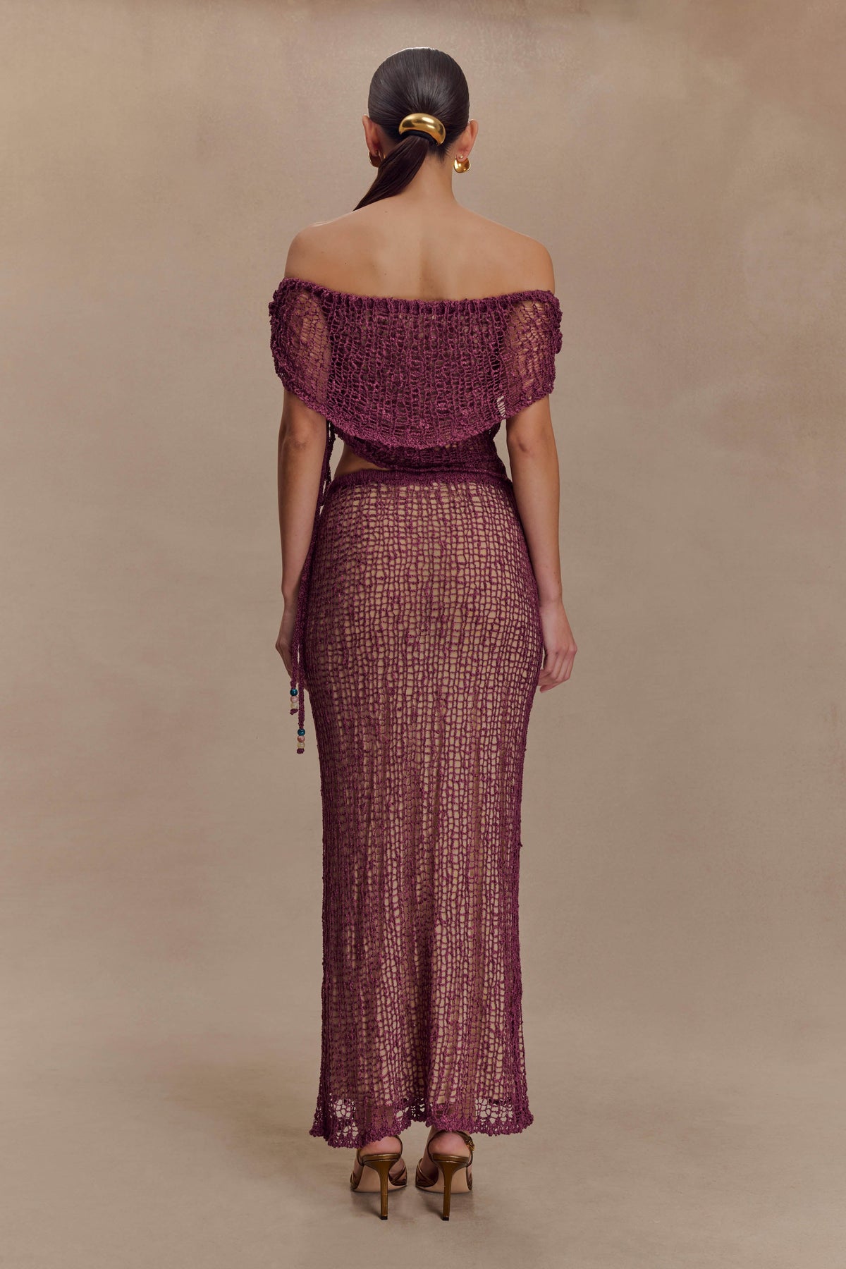 Cordelia Off Shoulder Knit Top - Mauve #5