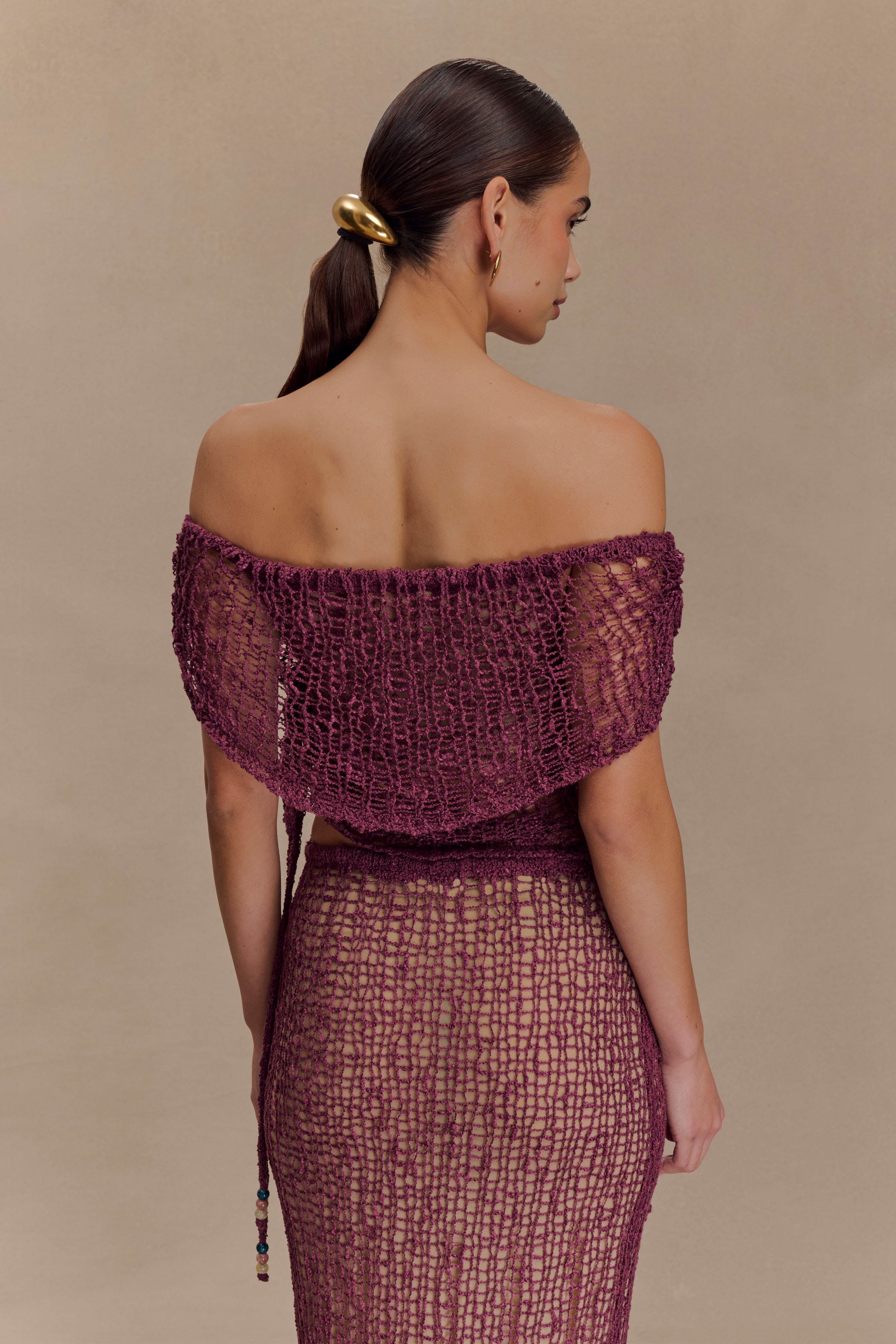 Cordelia Off Shoulder Knit Top - Mauve | MESHKI UK