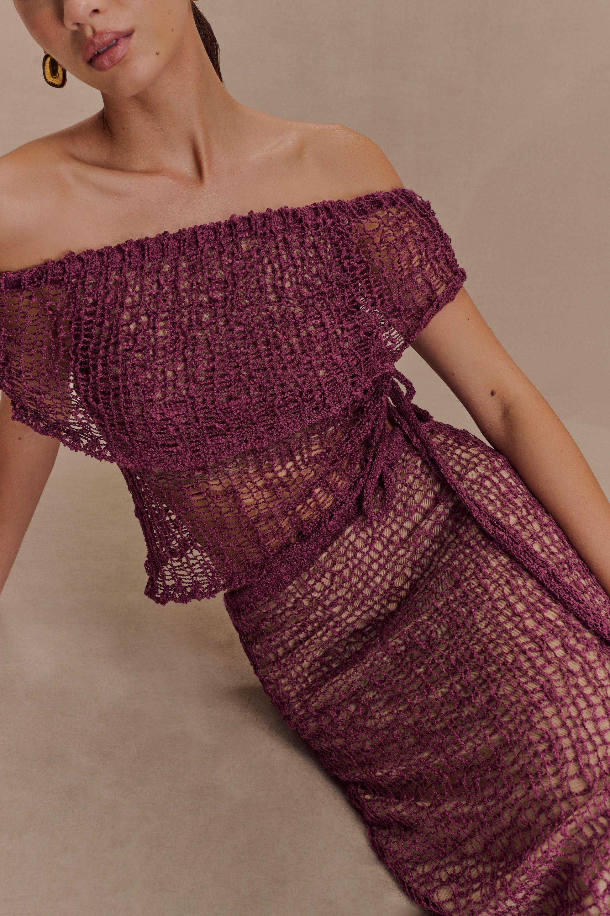 Cordelia Off Shoulder Knit Top - Mauve #3