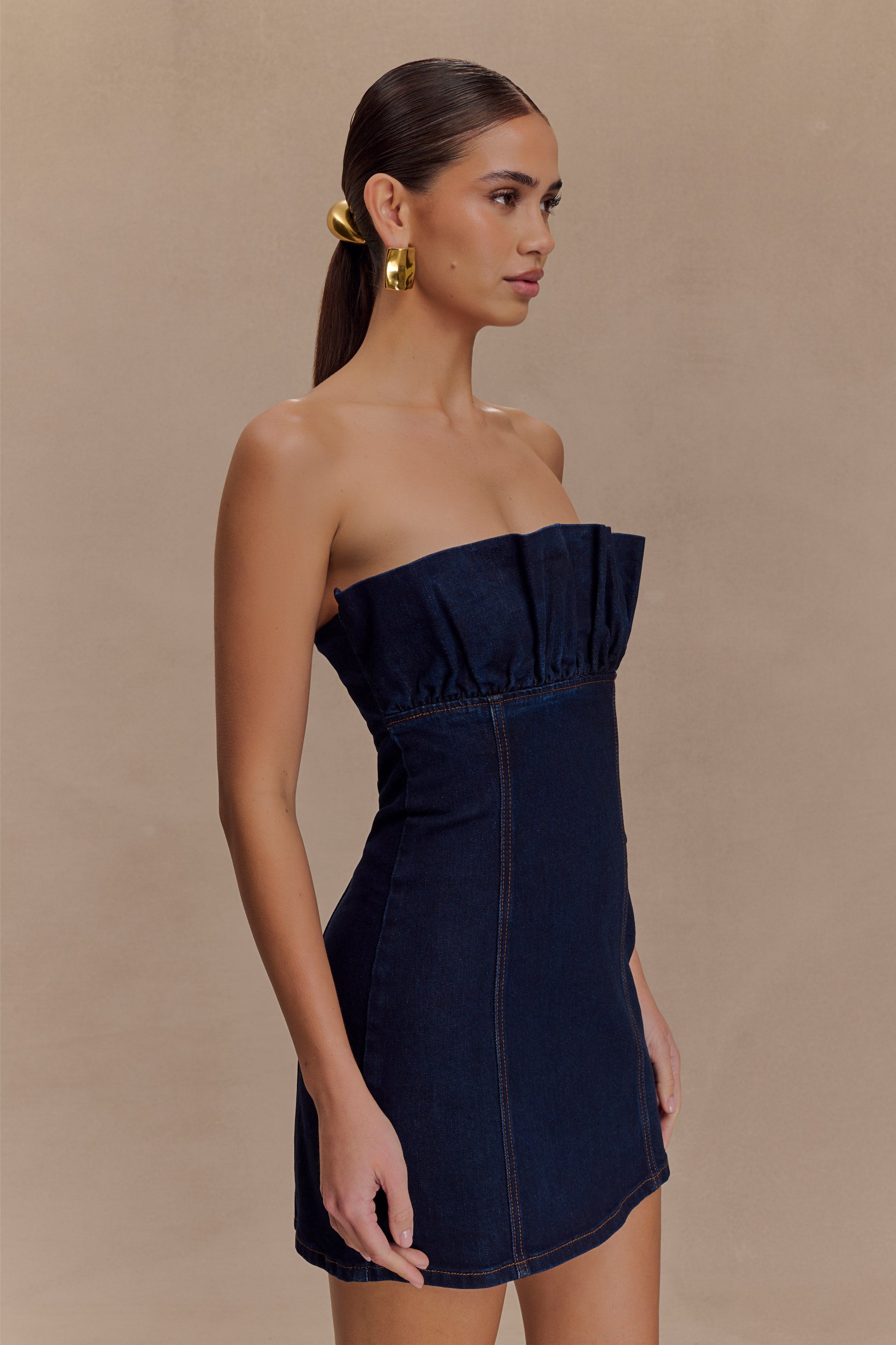 denim mini dress uk Arwen Denim Mini Dress Blue