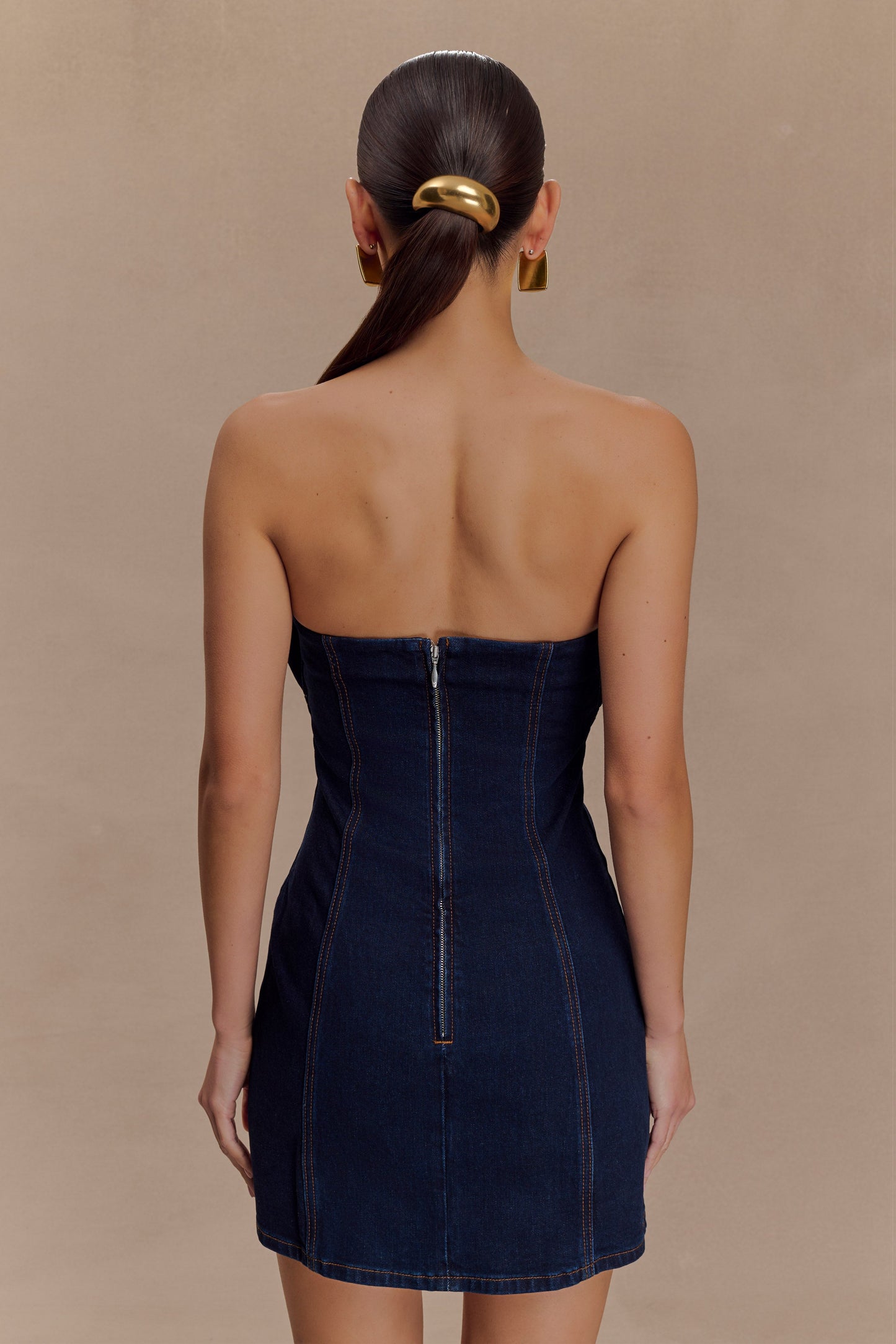 Raesha Frill Denim Mini Dress - Indigo Blue