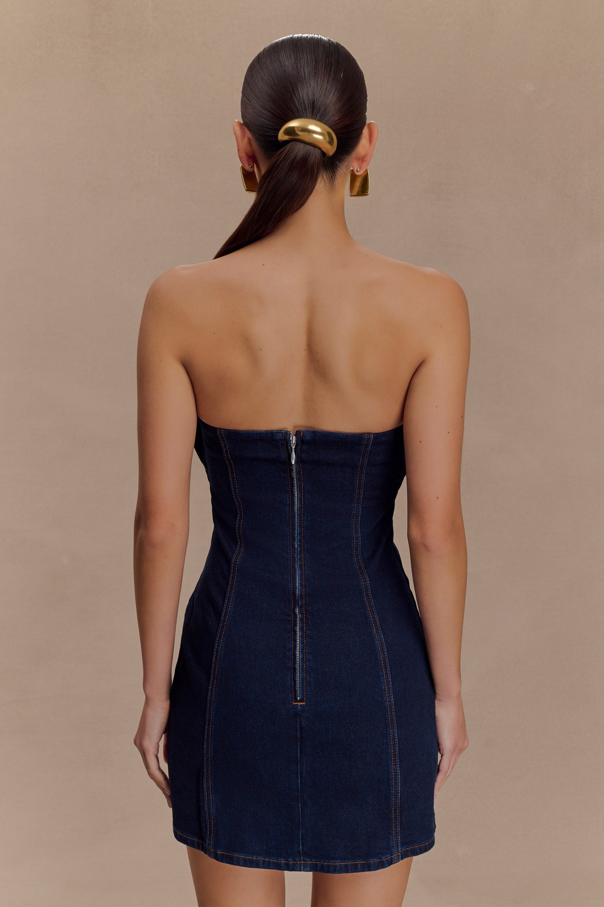 Raesha Frill Denim Mini Dress - Indigo Blue #5