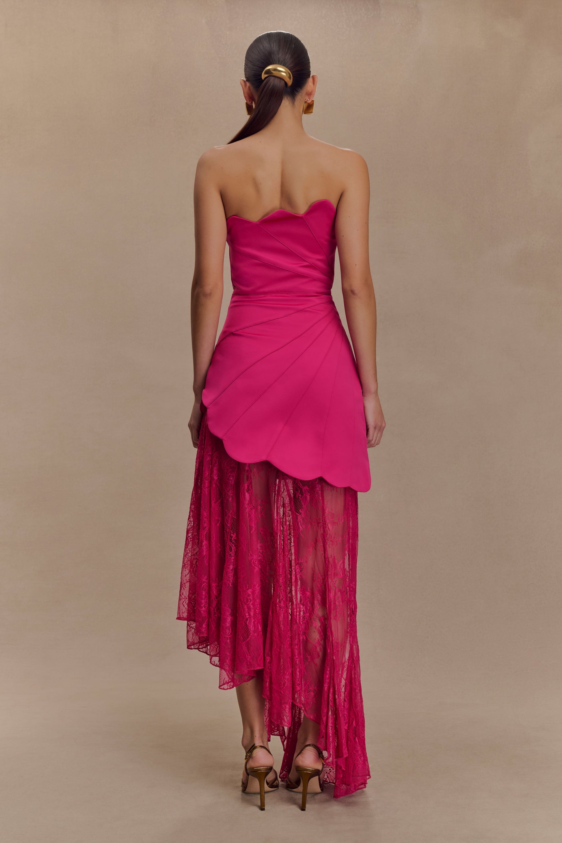 Aleena Satin And Lace Maxi Dress - Dragonfruit #2