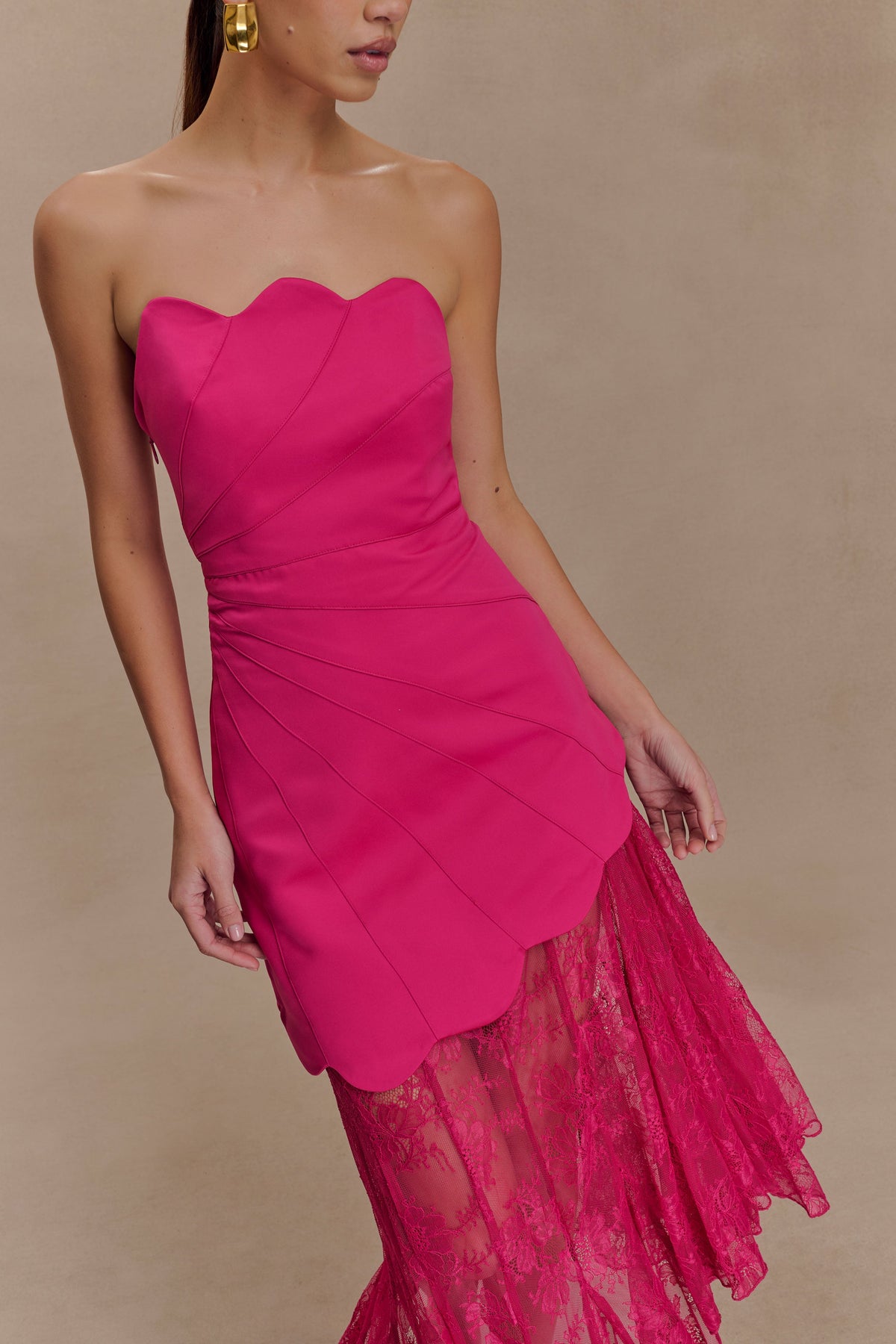 Aleena Satin And Lace Maxi Dress - Dragonfruit #3