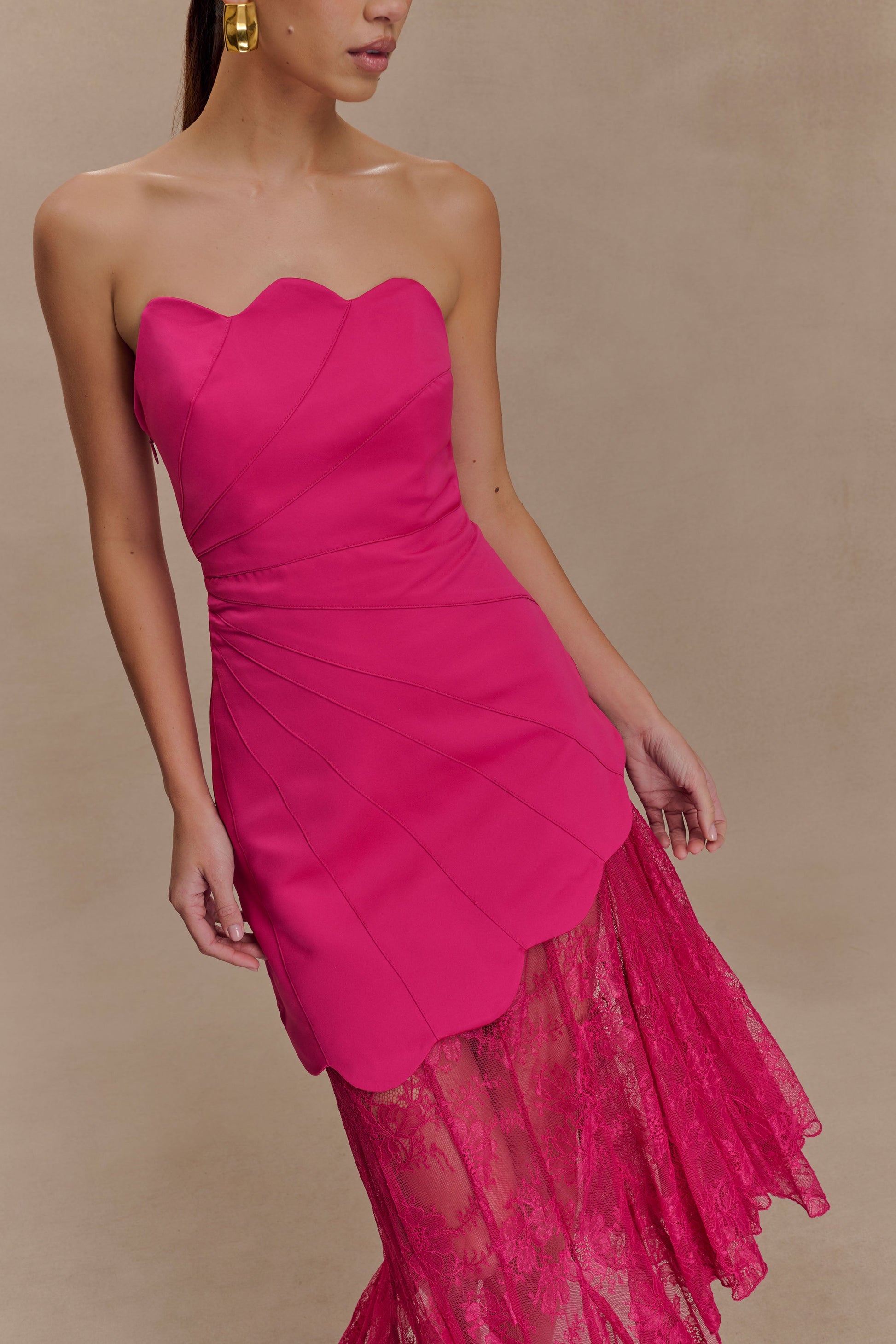 Aleena Satin And Lace Maxi Dress - Dragonfruit #3