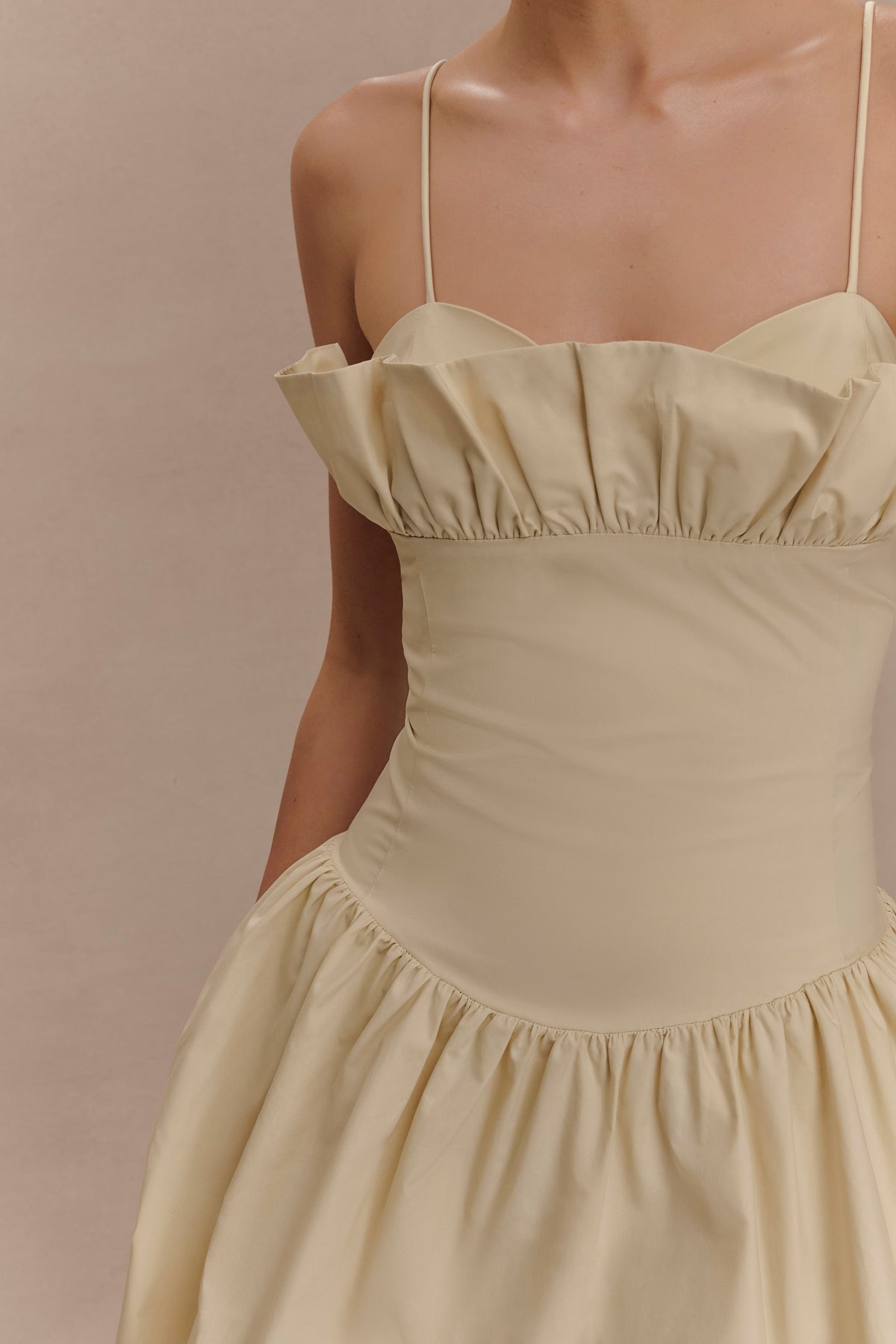 Janis Cotton Frill Mini Dress - Nude #3