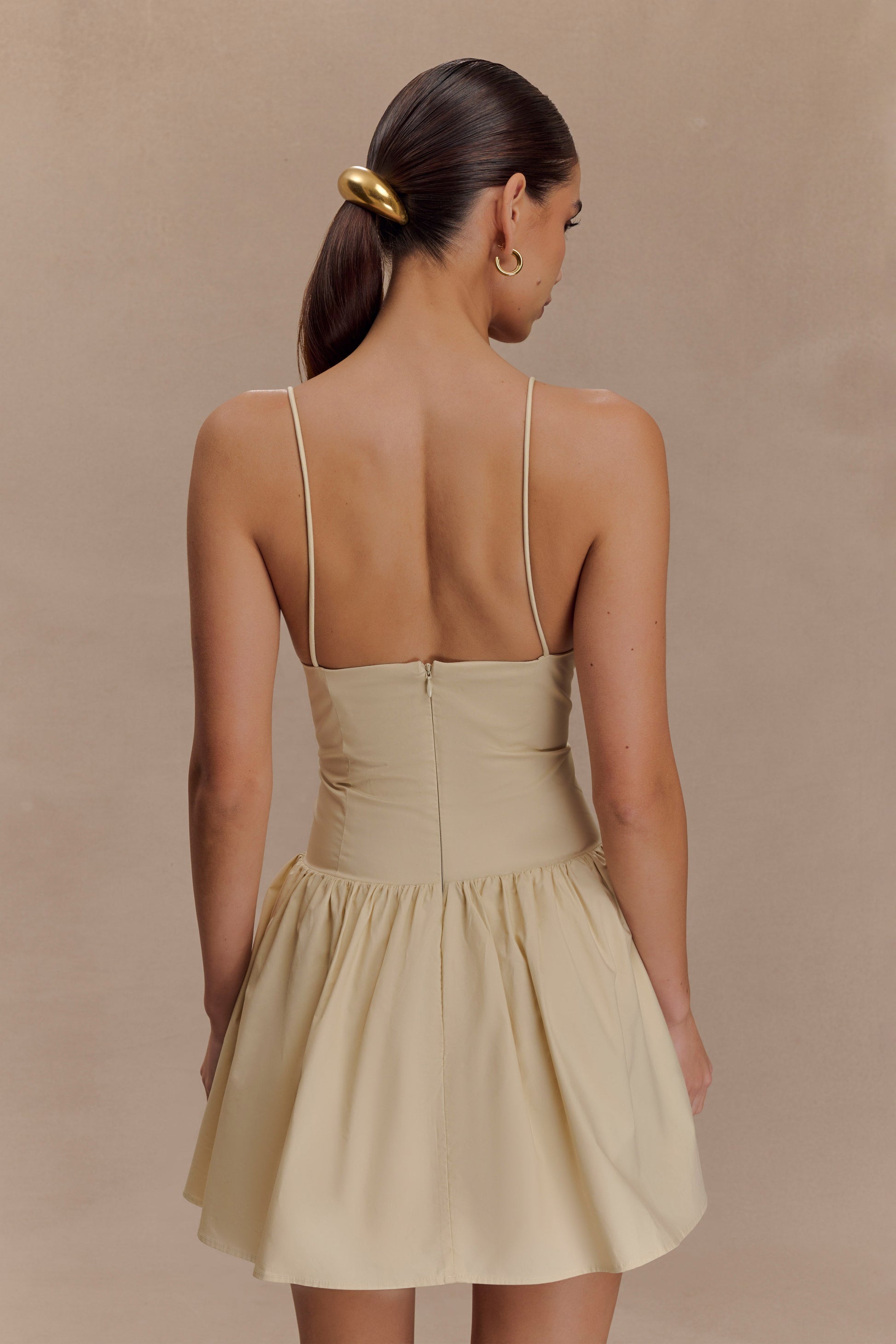 Janis Cotton Frill Mini Dress - Nude #2