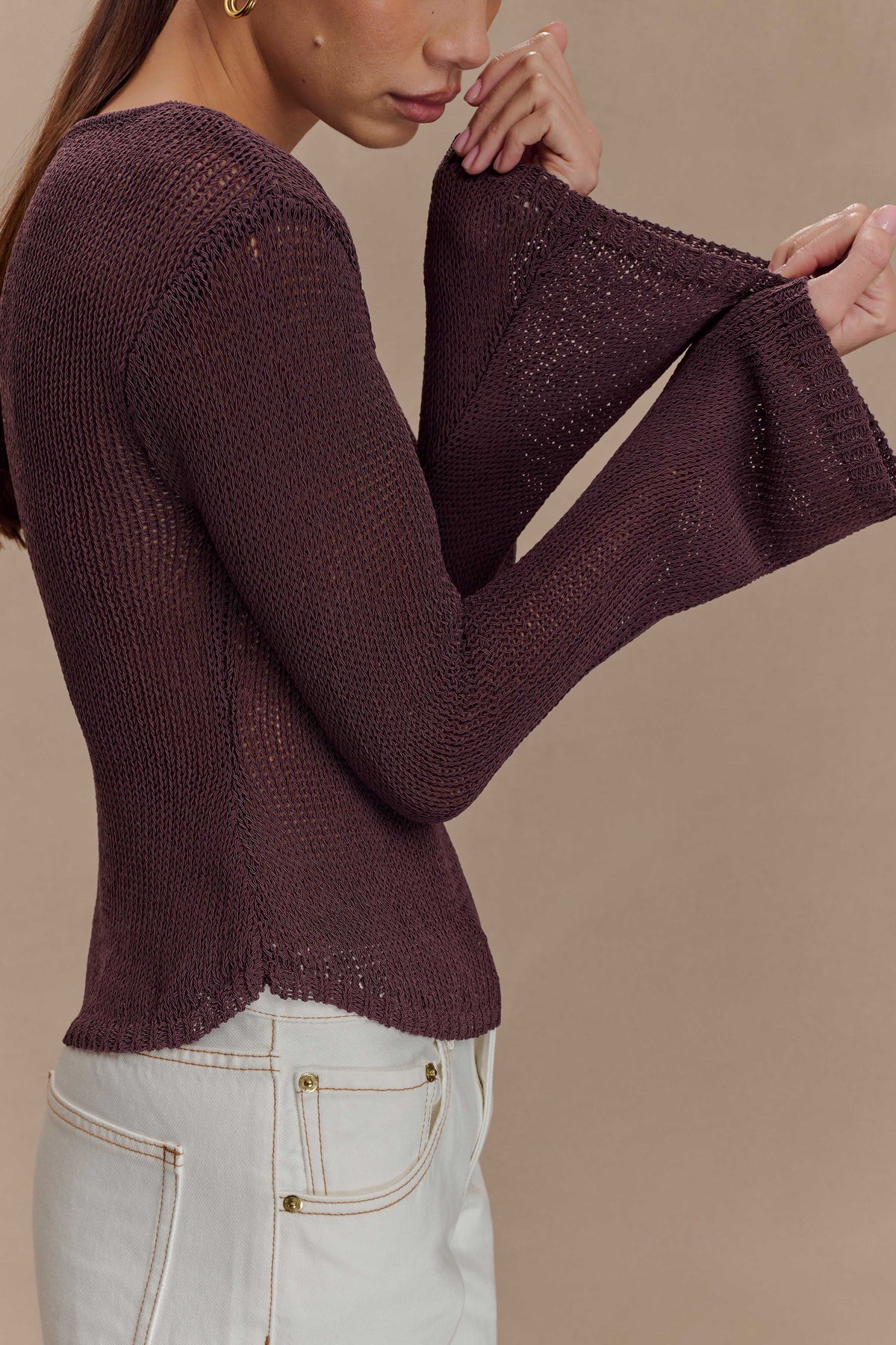 Isabella Long Sleeve Knit Top - Chocolate #2