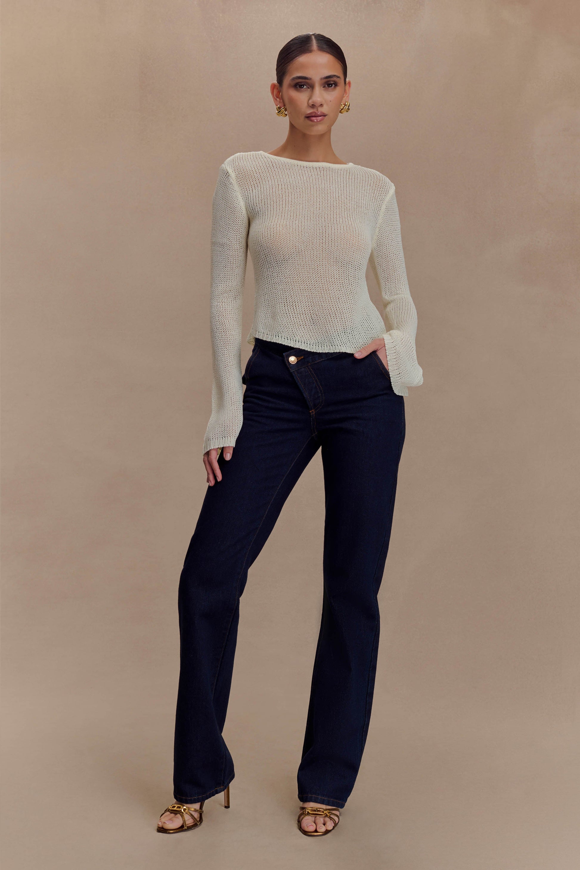 Isabella Long Sleeve Knit Top - White #5