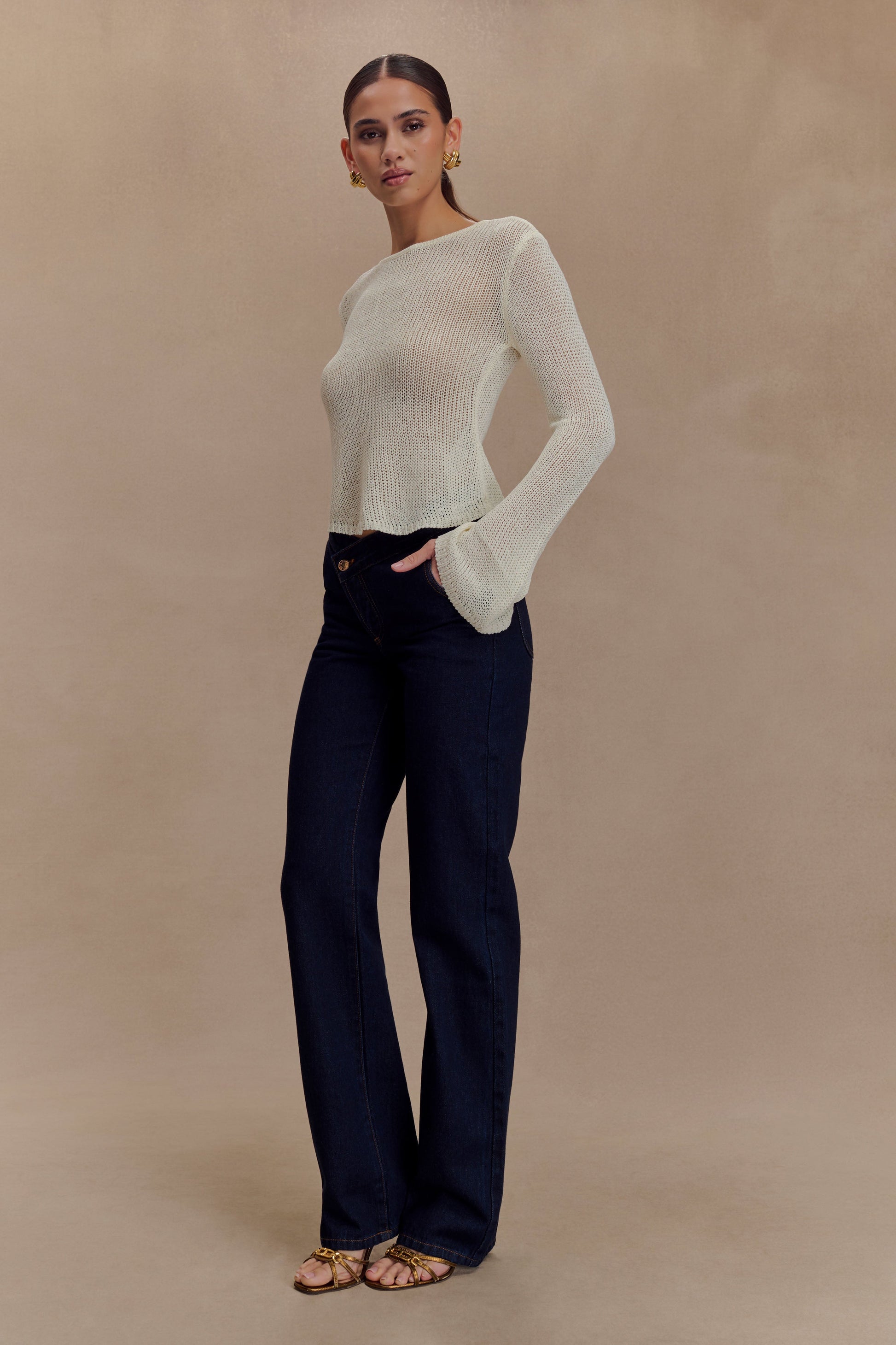 Isabella Long Sleeve Knit Top - White #6
