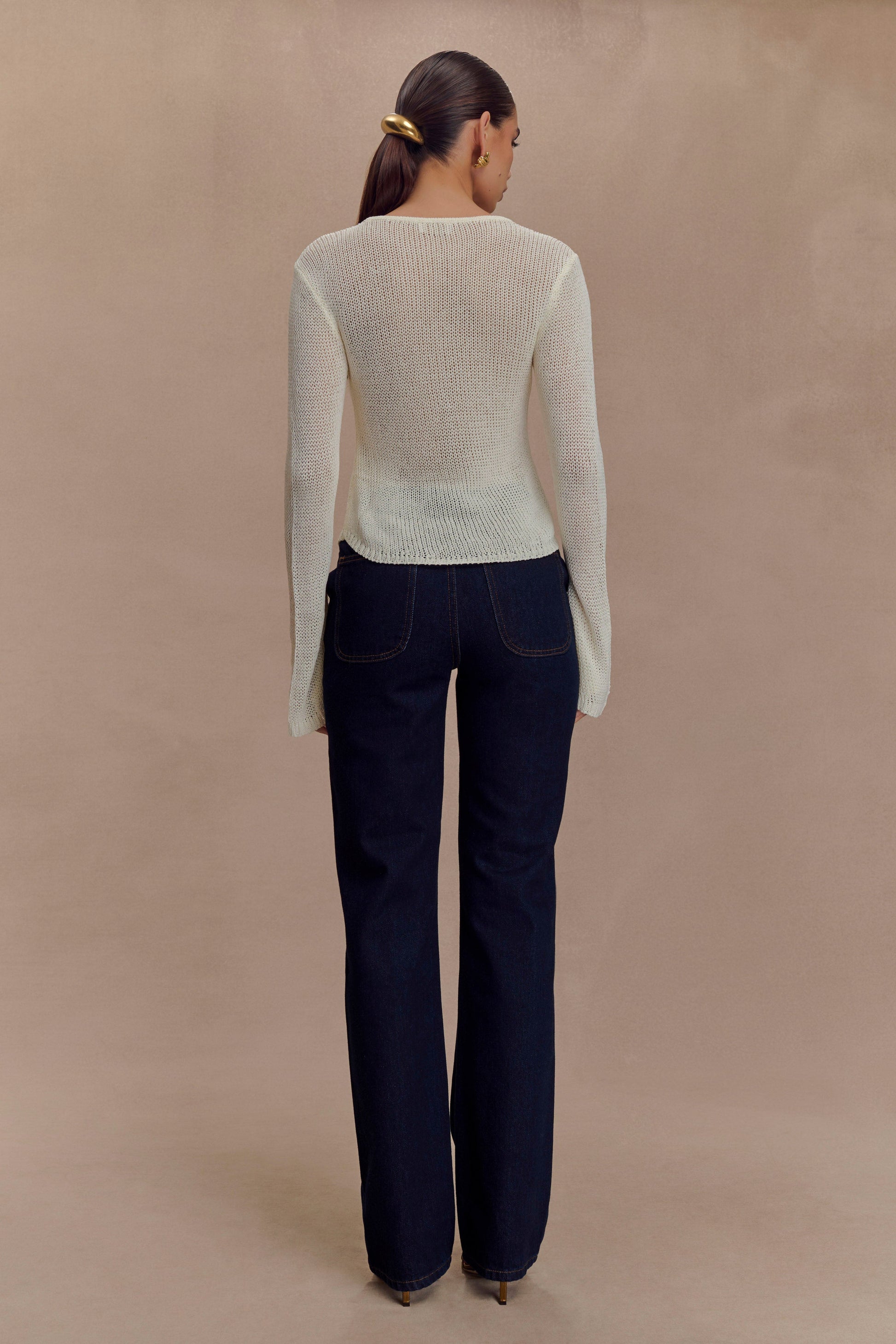 Isabella Long Sleeve Knit Top - White #3