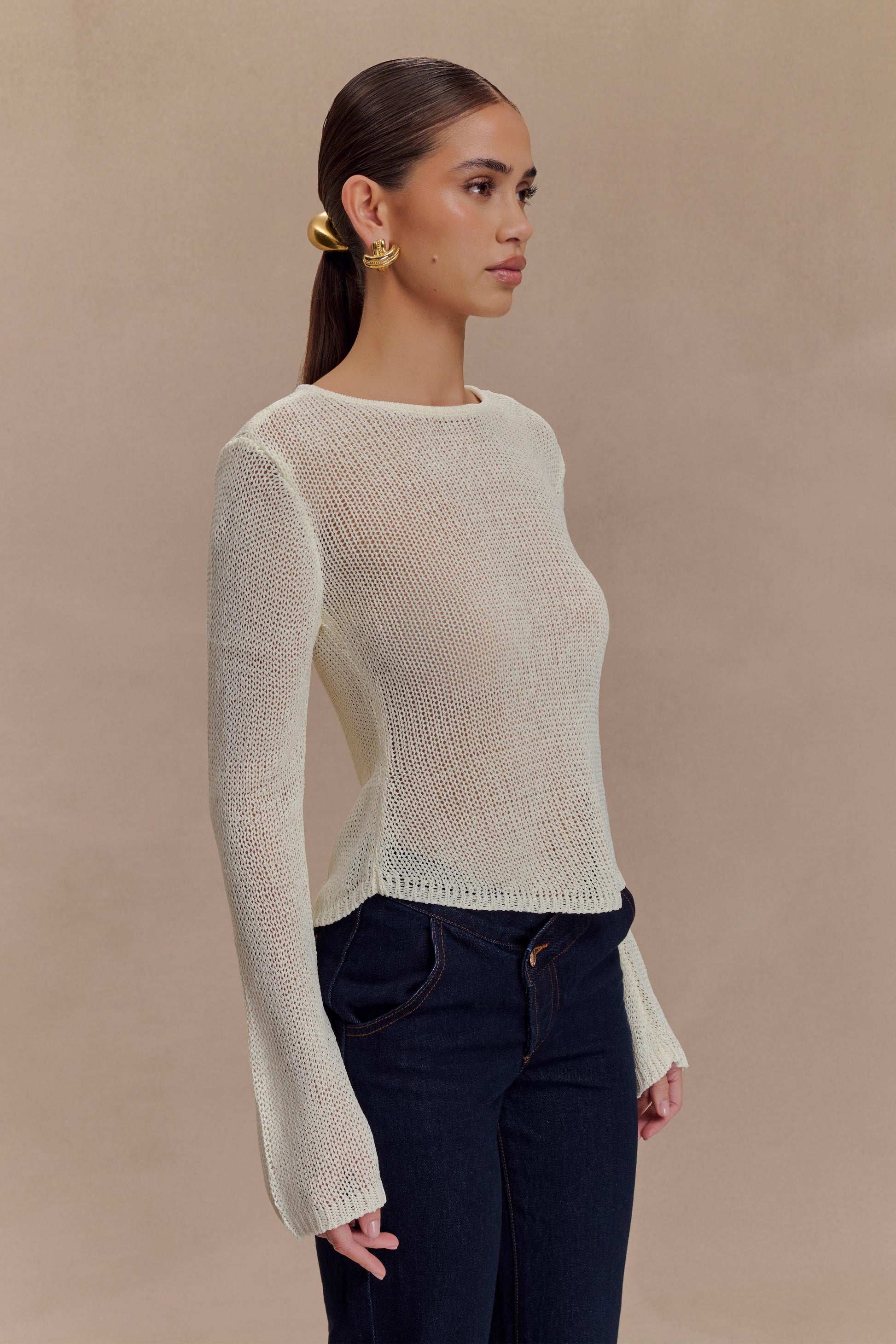 Isabella Long Sleeve Knit Top - White #4