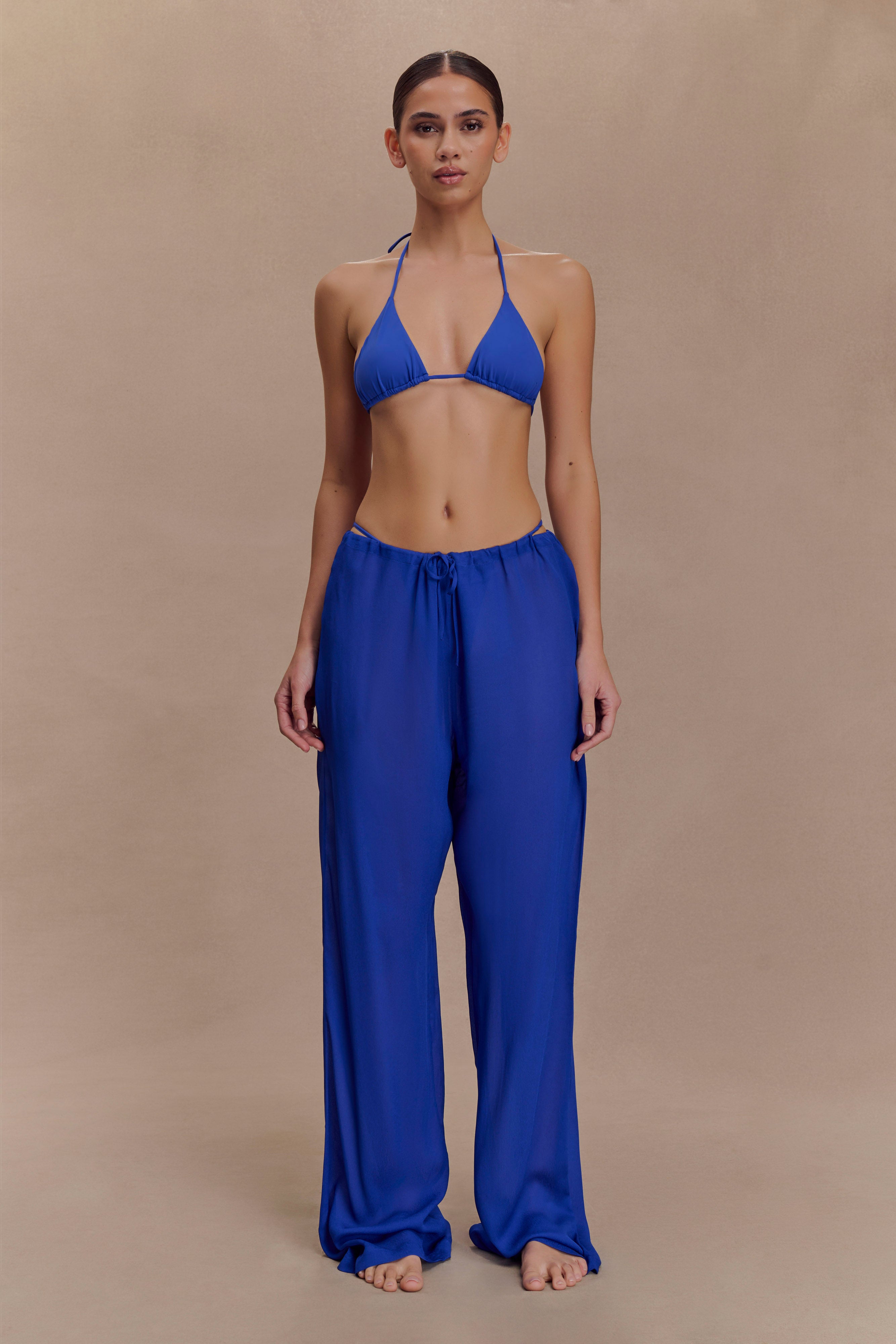 Tonya Sheer Straight Leg Pant - Cobalt Blue | MESHKI UK