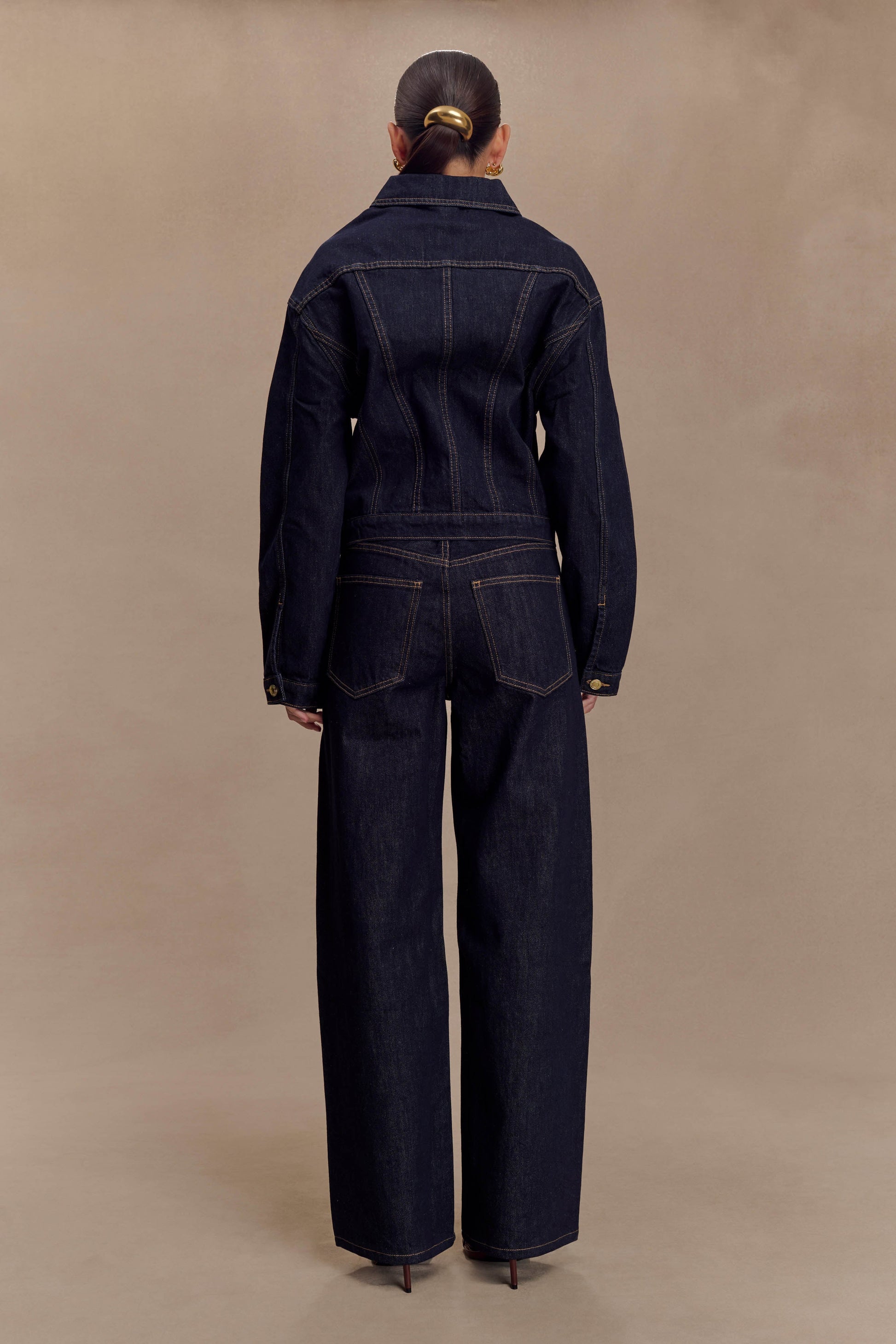 Kirra Cinched Denim Jacket - Washed Indigo Blue #7