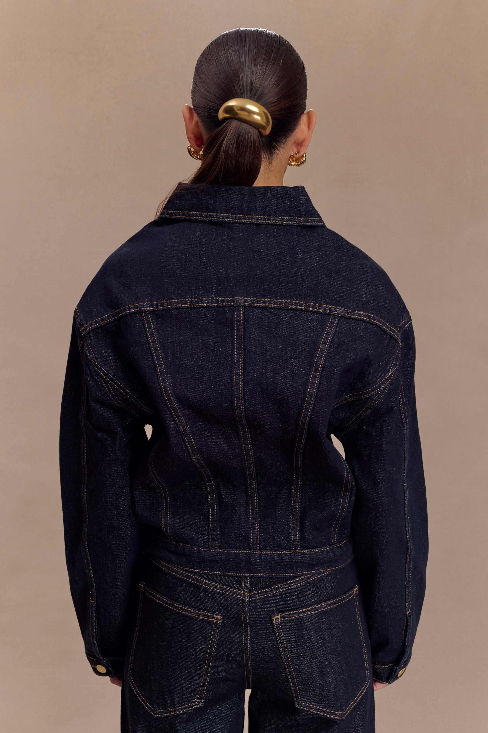 Kirra Cinched Denim Jacket - Washed Indigo Blue #4