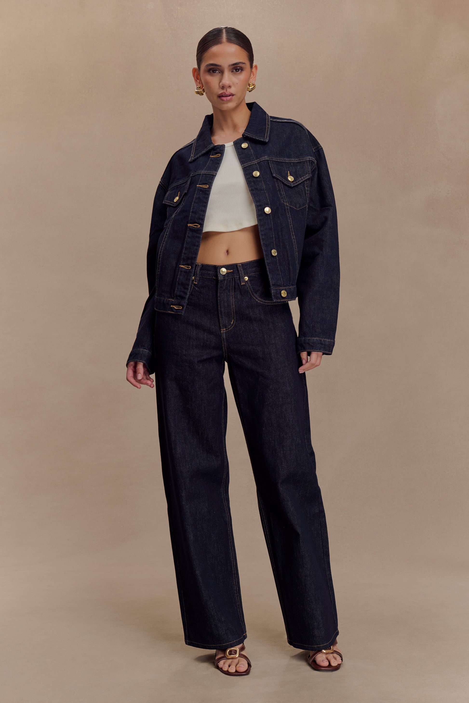 Kirra Cinched Denim Jacket - Washed Indigo Blue #8