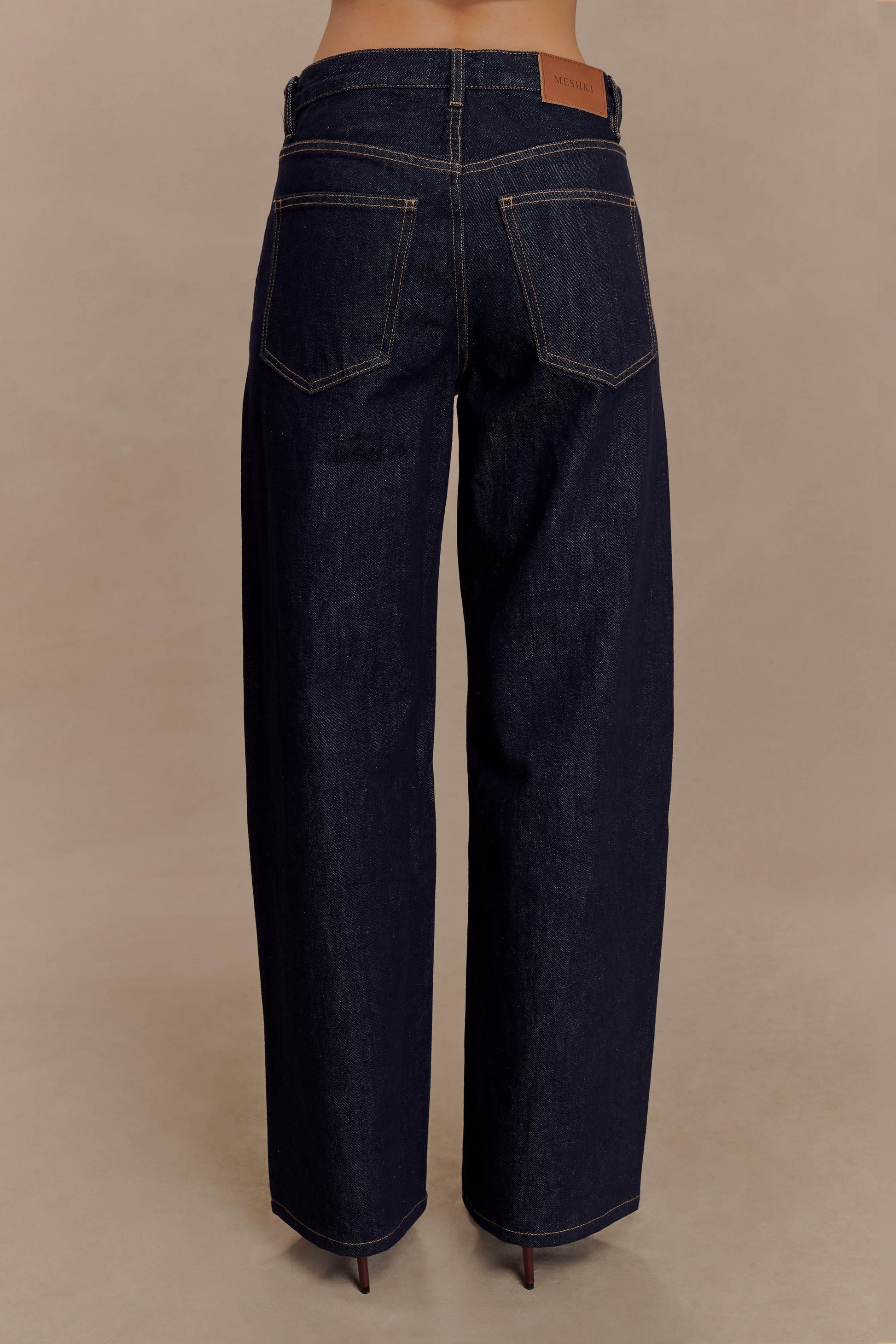 Mannon Mid Rise Denim Jeans - Washed Indigo Blue #3
