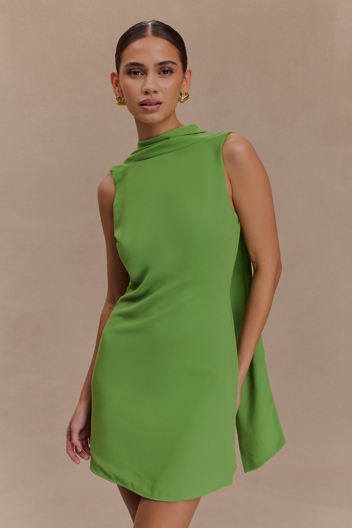 Wynter Scarf Draped Mini Dress - Green #2