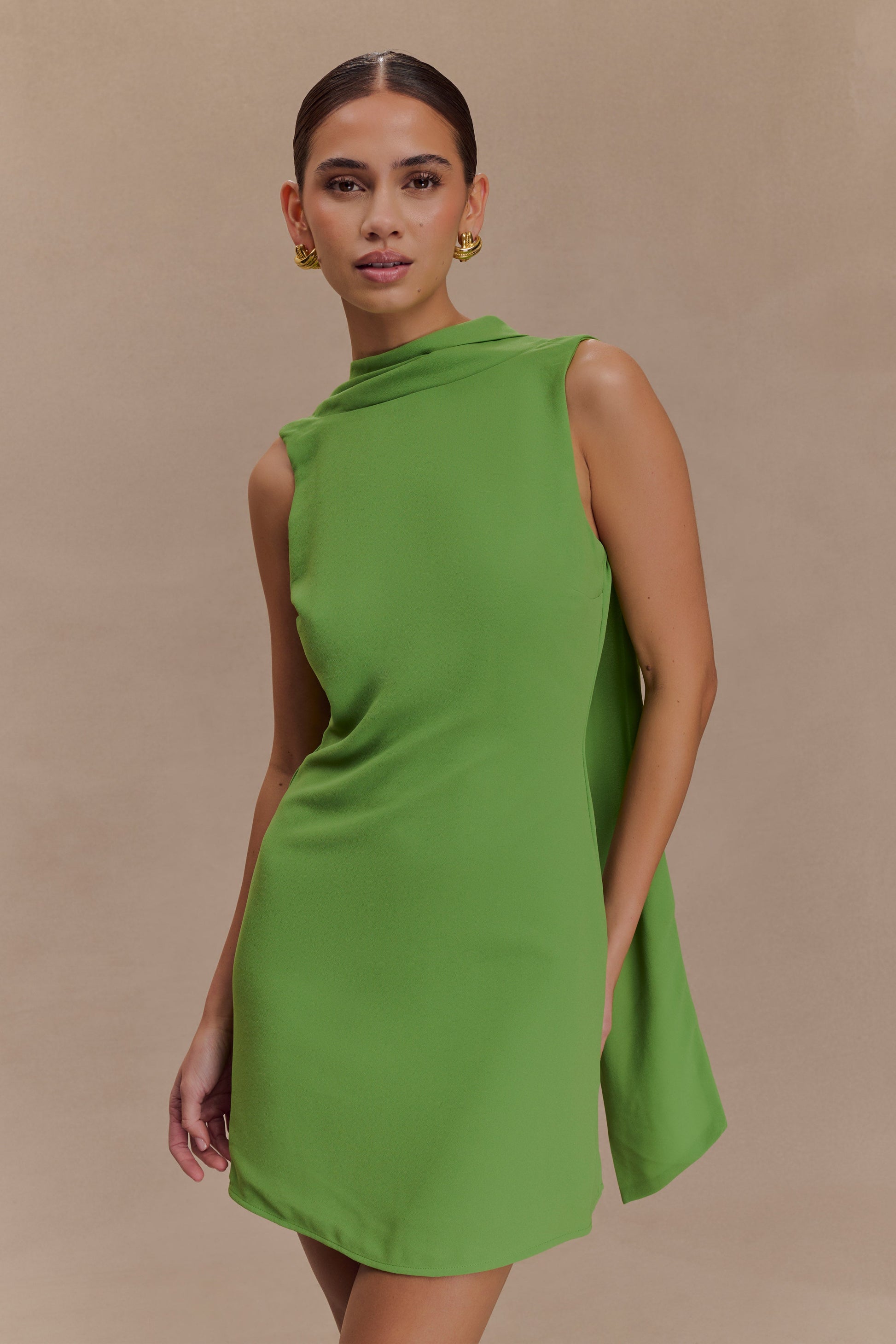 Wynter Scarf Draped Mini Dress - Green #2