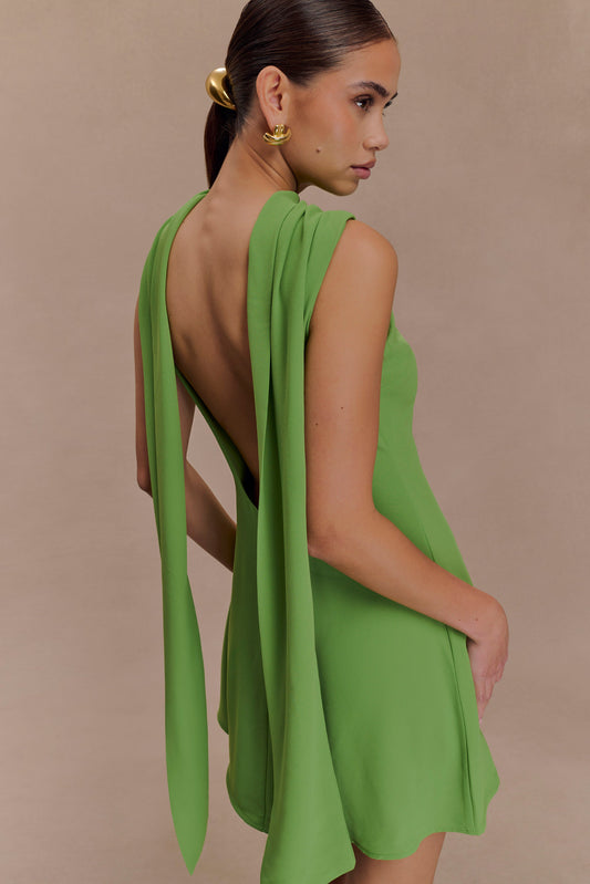 Wynter Scarf Draped Mini Dress - Green