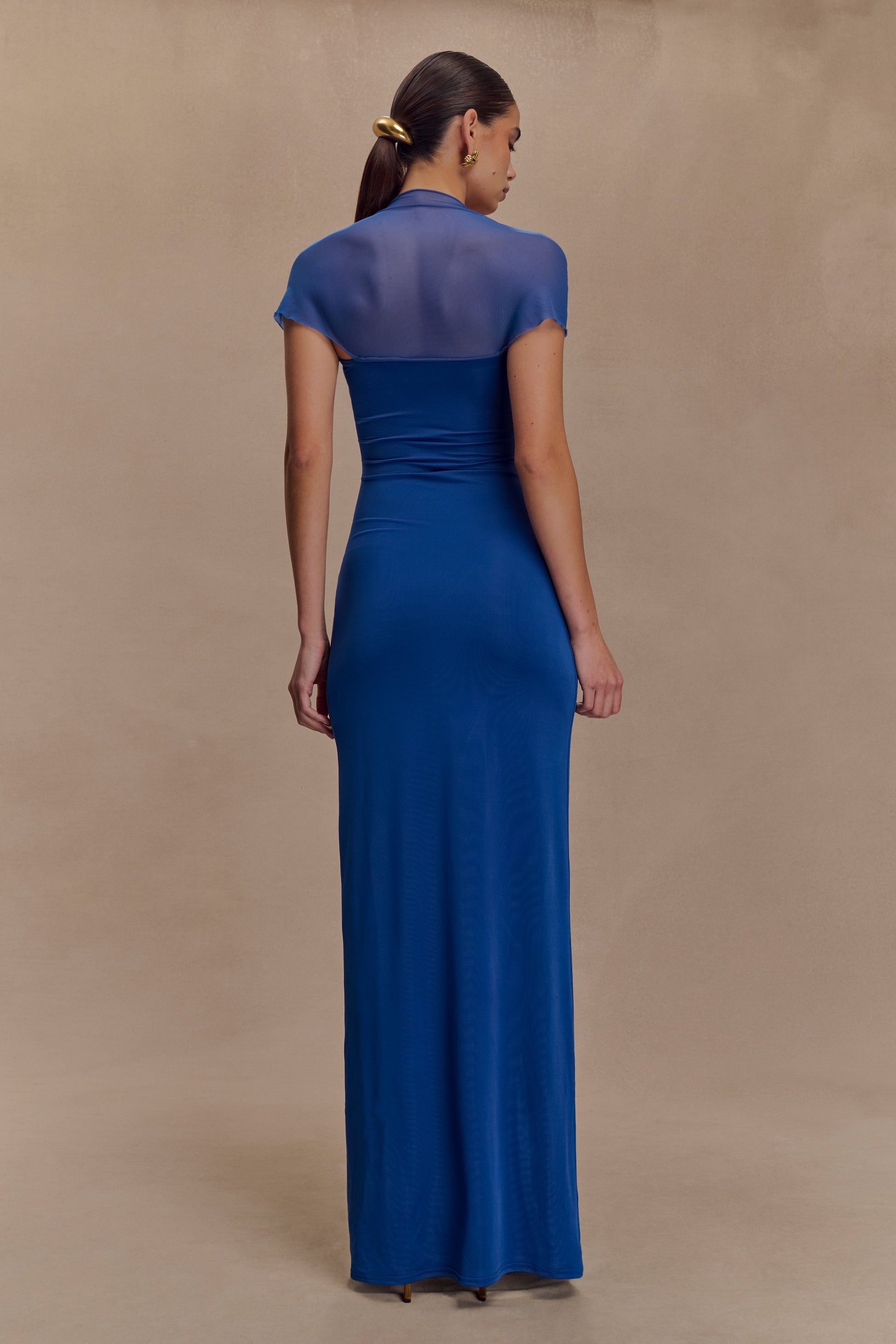 Wyatt Slinky And Mesh Maxi Dress - Cobalt Blue #2
