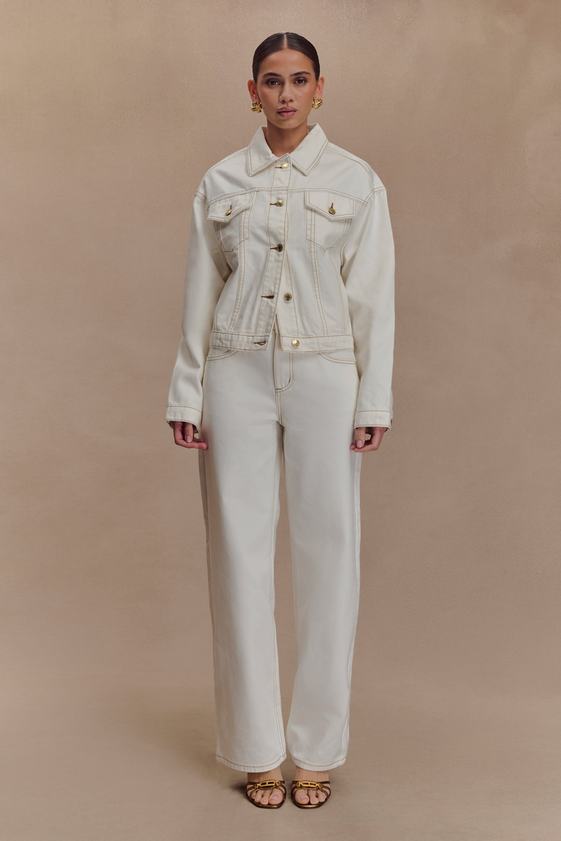 Kirra Cinched Denim Jacket - White #2
