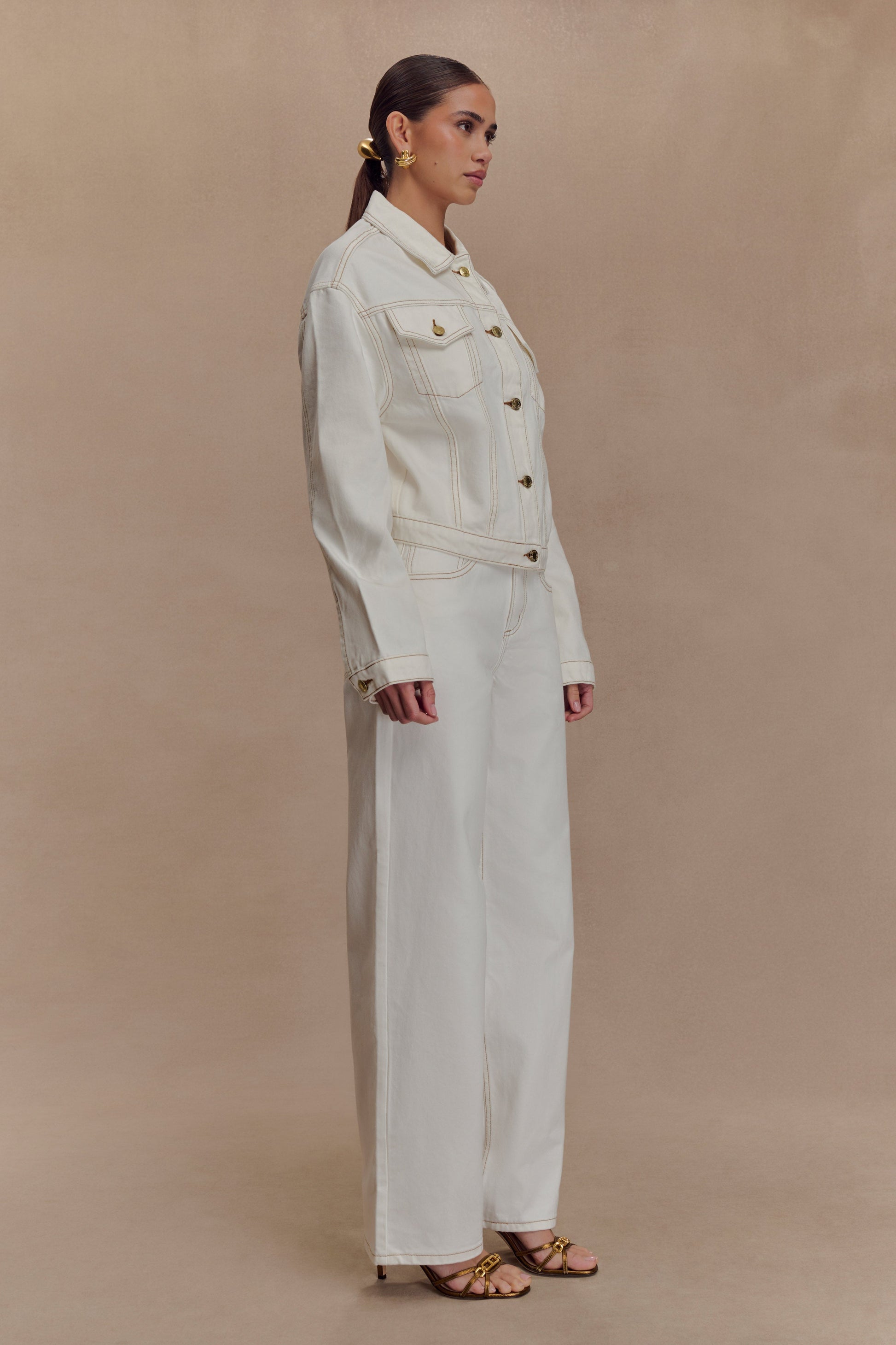 Kirra Cinched Denim Jacket - White #4