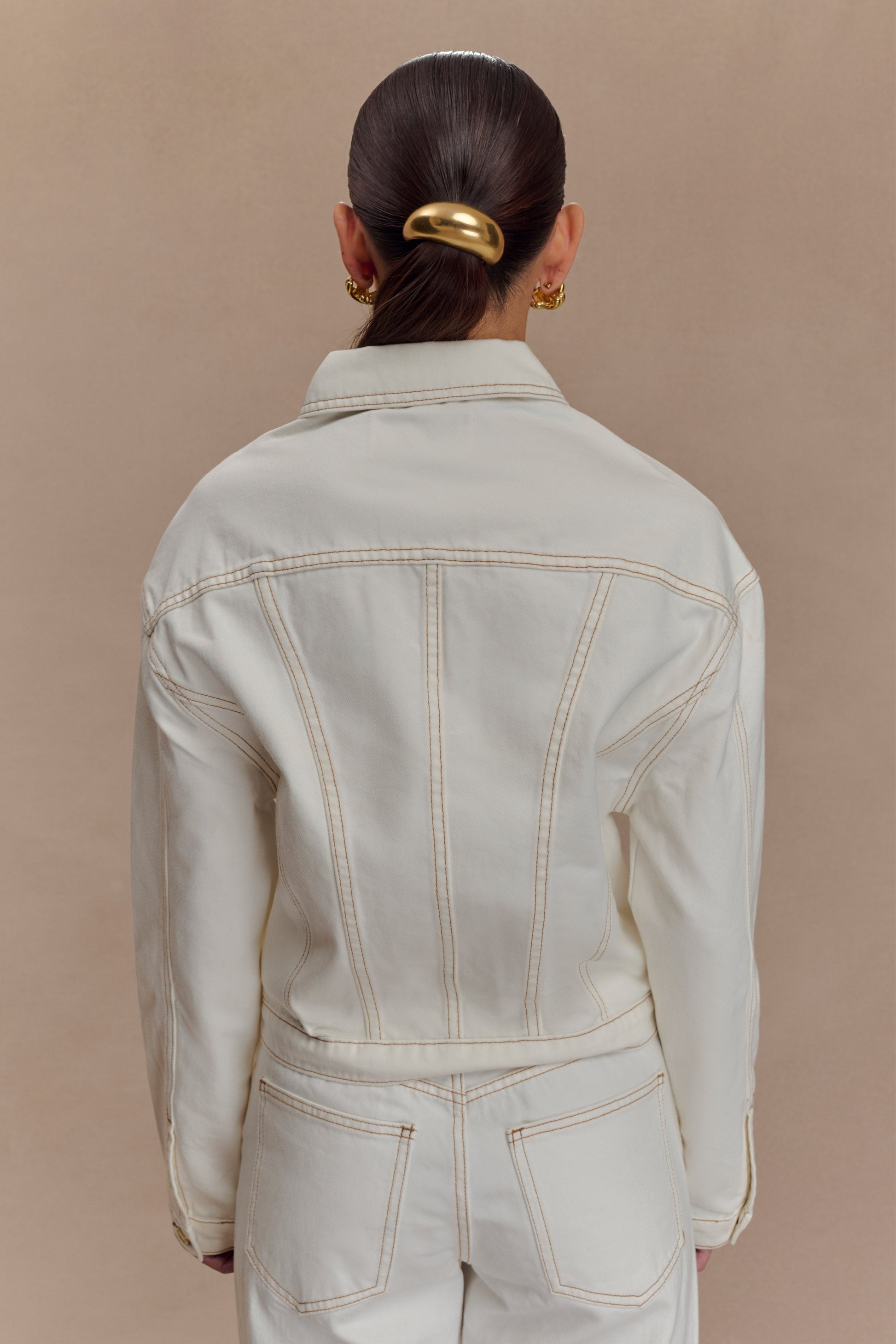 Kirra Cinched Denim Jacket - White #5