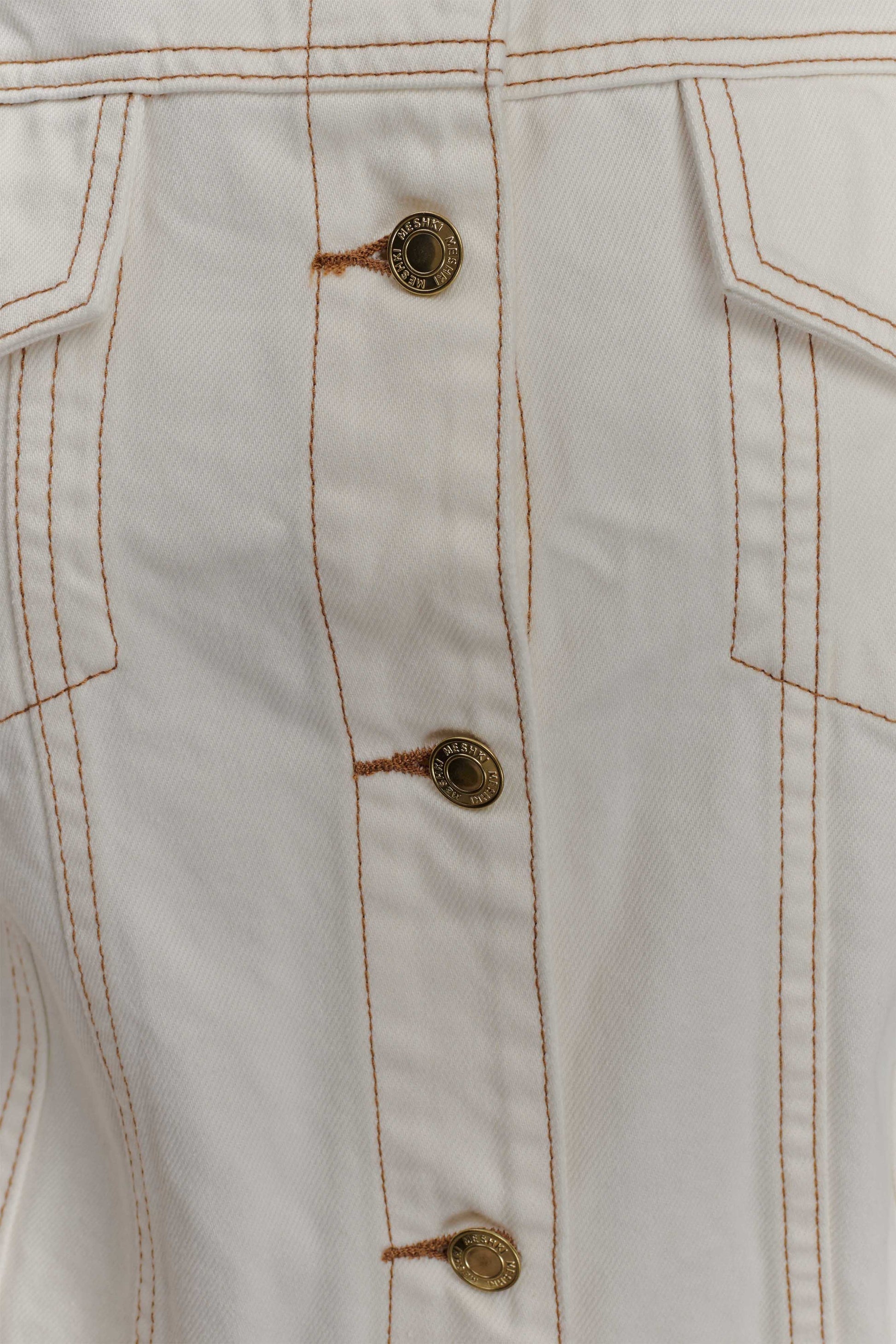 Kirra Cinched Denim Jacket - White #7