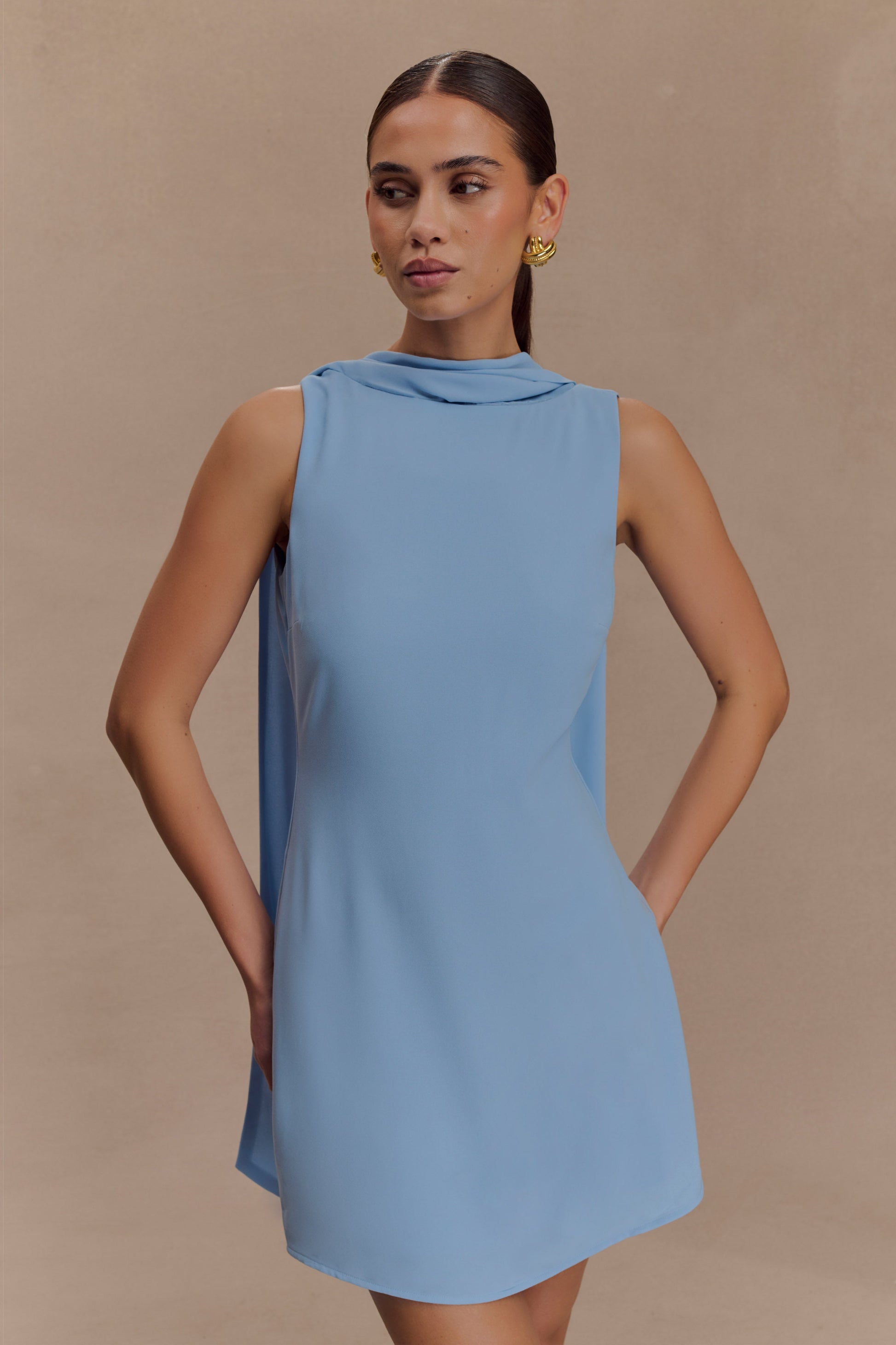 Wynter Scarf Draped Mini Dress - Sky Blue #2