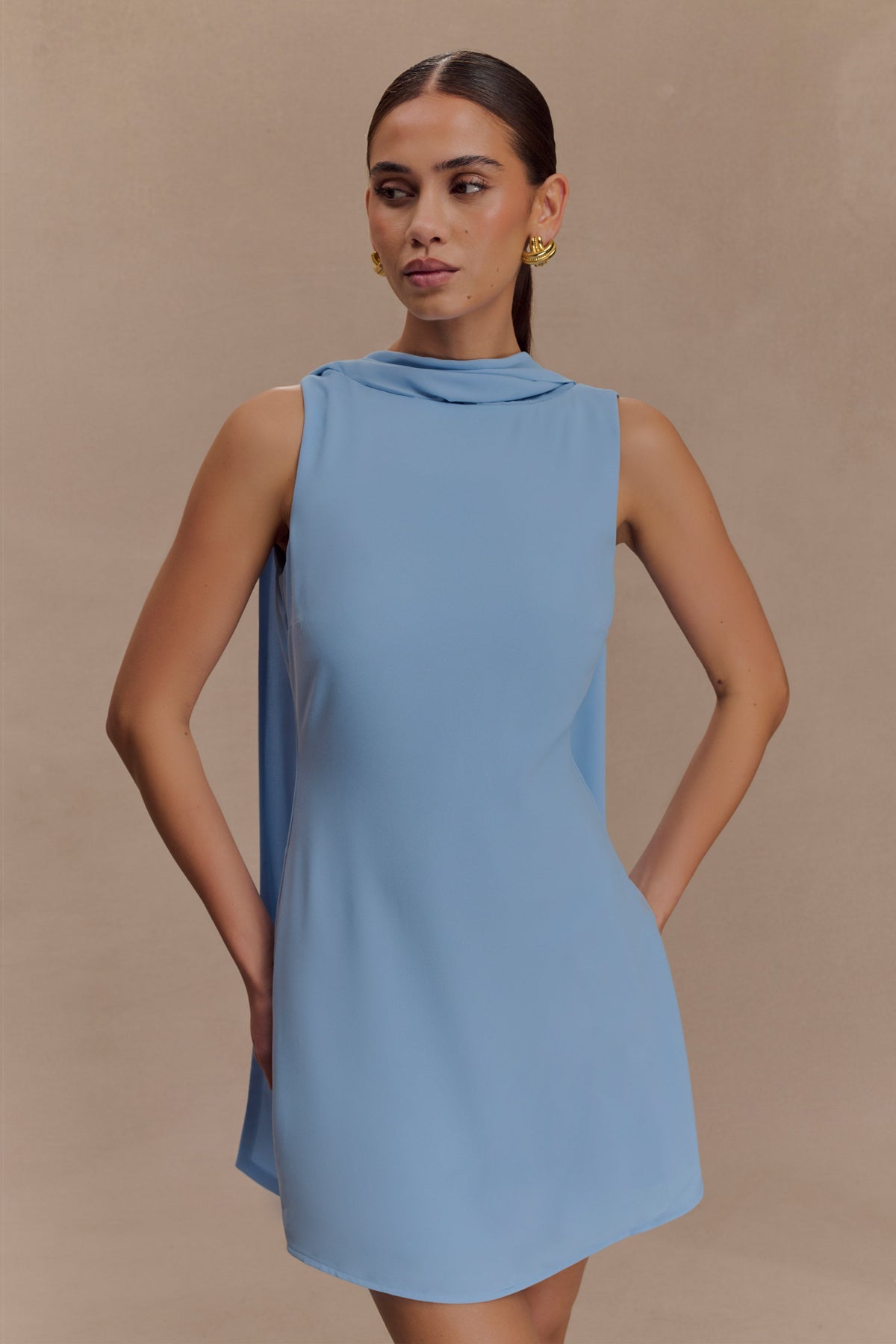 Wynter Scarf Draped Mini Dress - Sky Blue #2