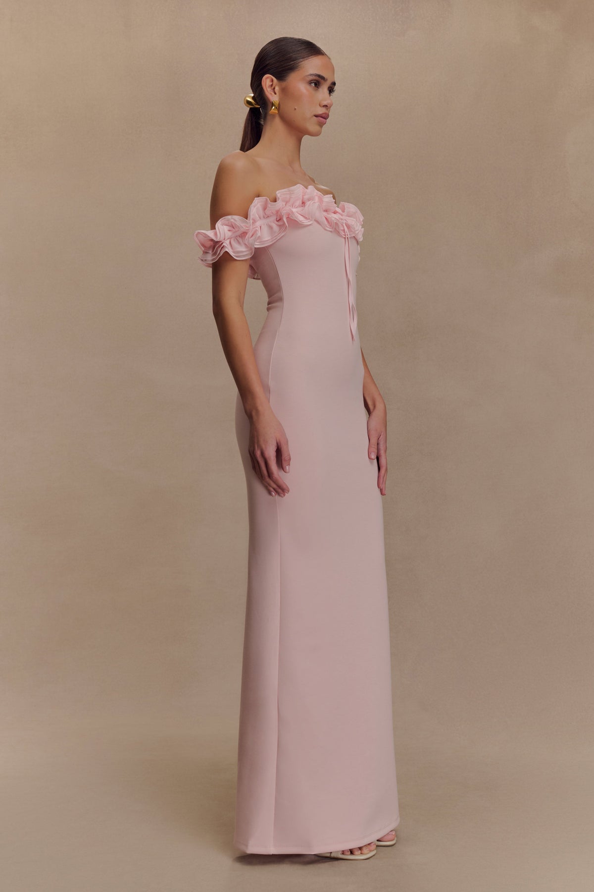 Nova Ruffle Off Shoulder Maxi Dress - Ballet Pink #2