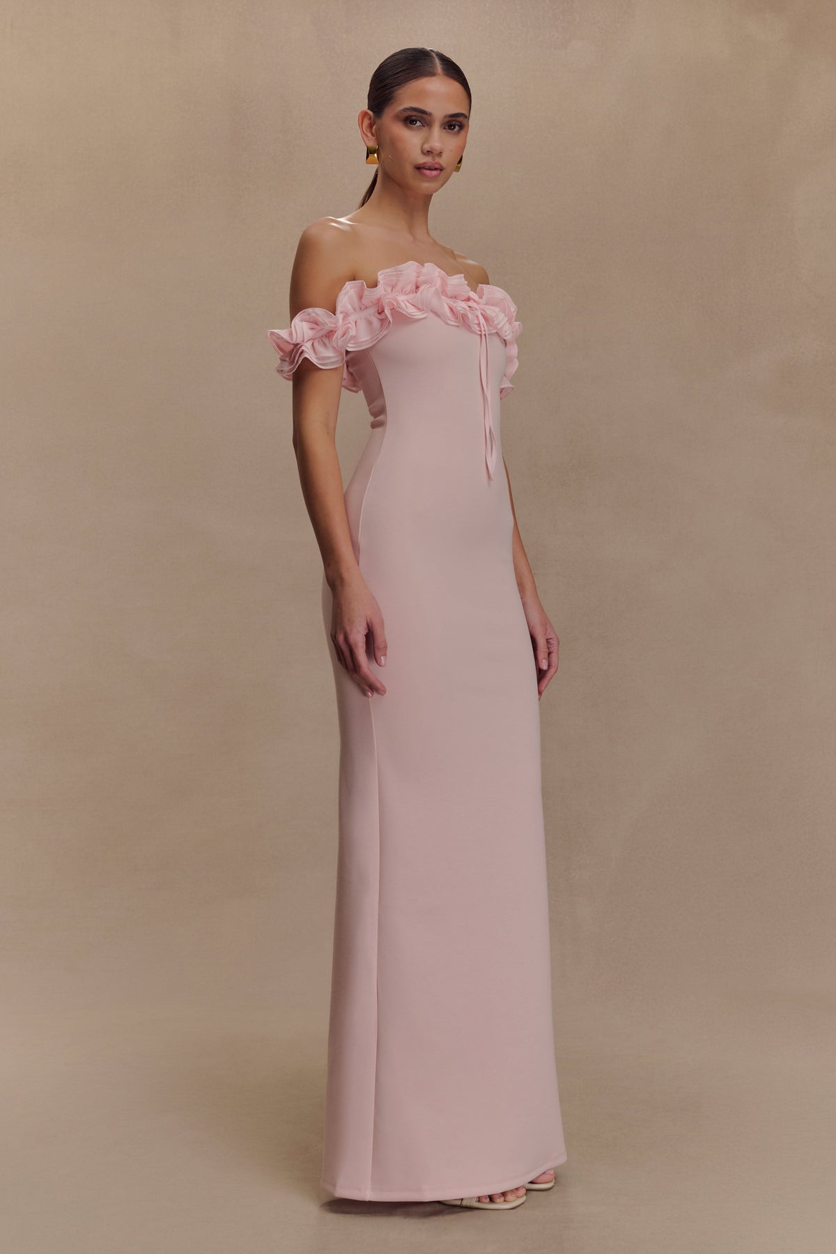 Nova Ruffle Off Shoulder Maxi Dress - Ballet Pink #4